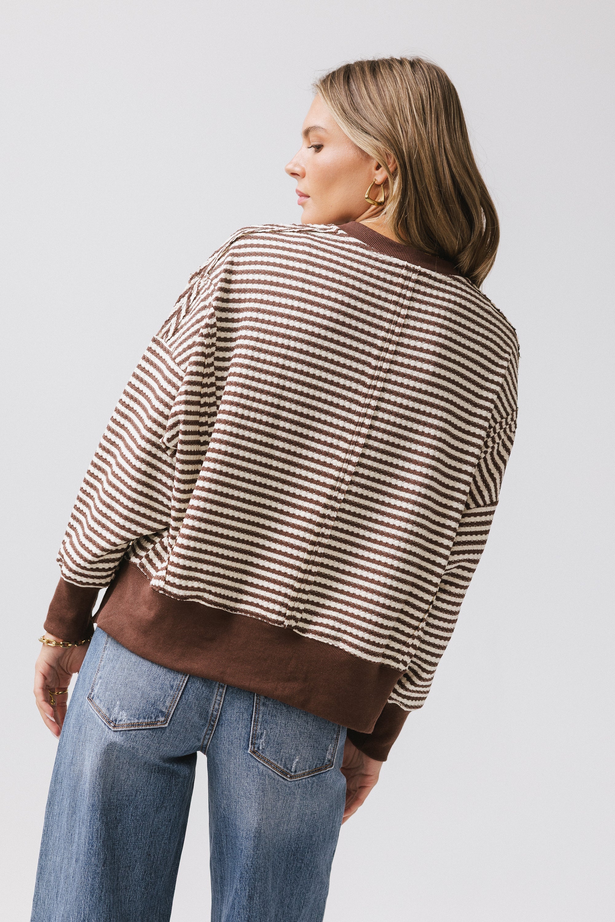 Wells Striped Top in Brown