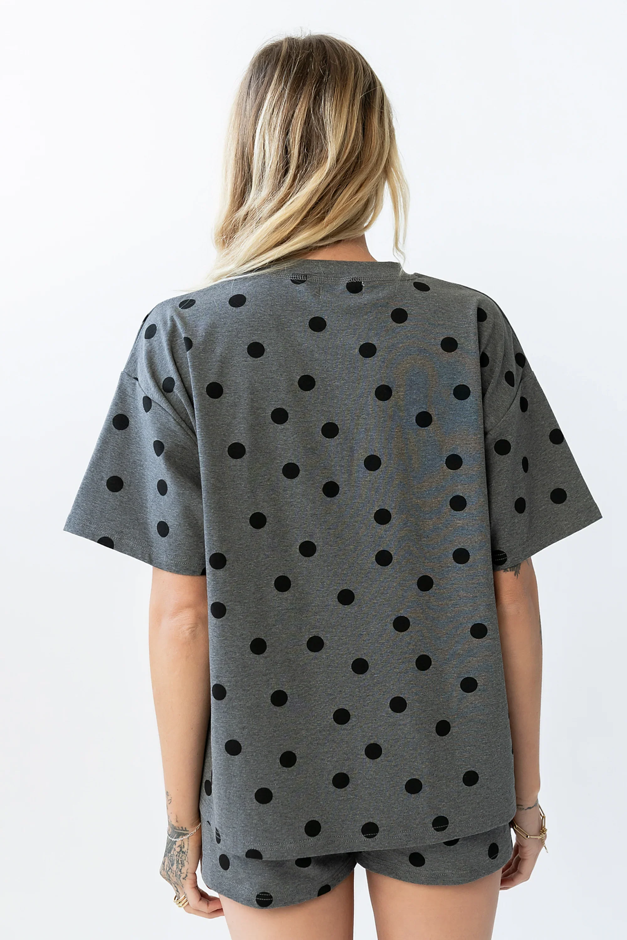 James Polka Dot Tee in Charcoal