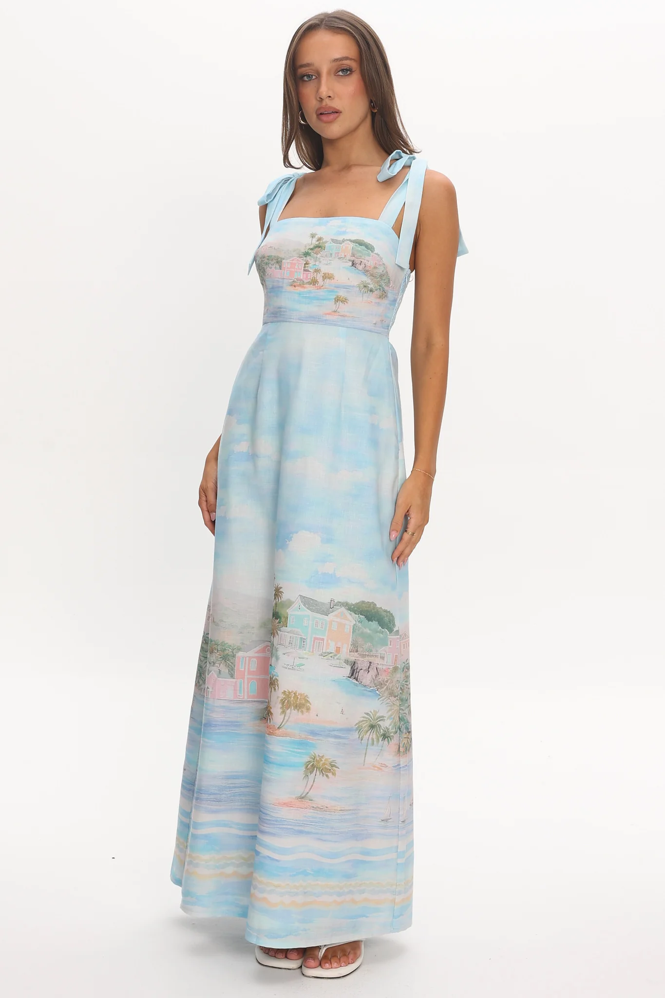 Cove Hideaway Tie Strap Maxi Dress Blue