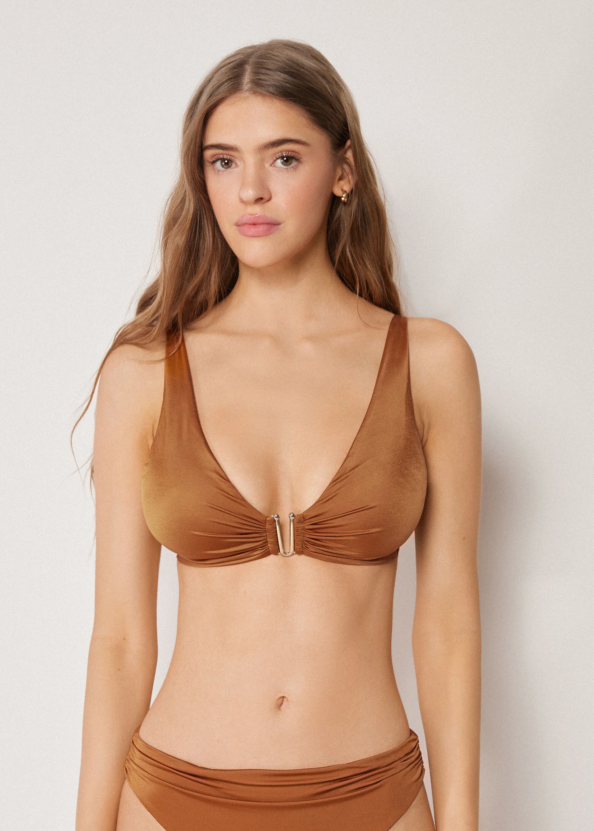 Shiny Satin Tank Swimsuit Top