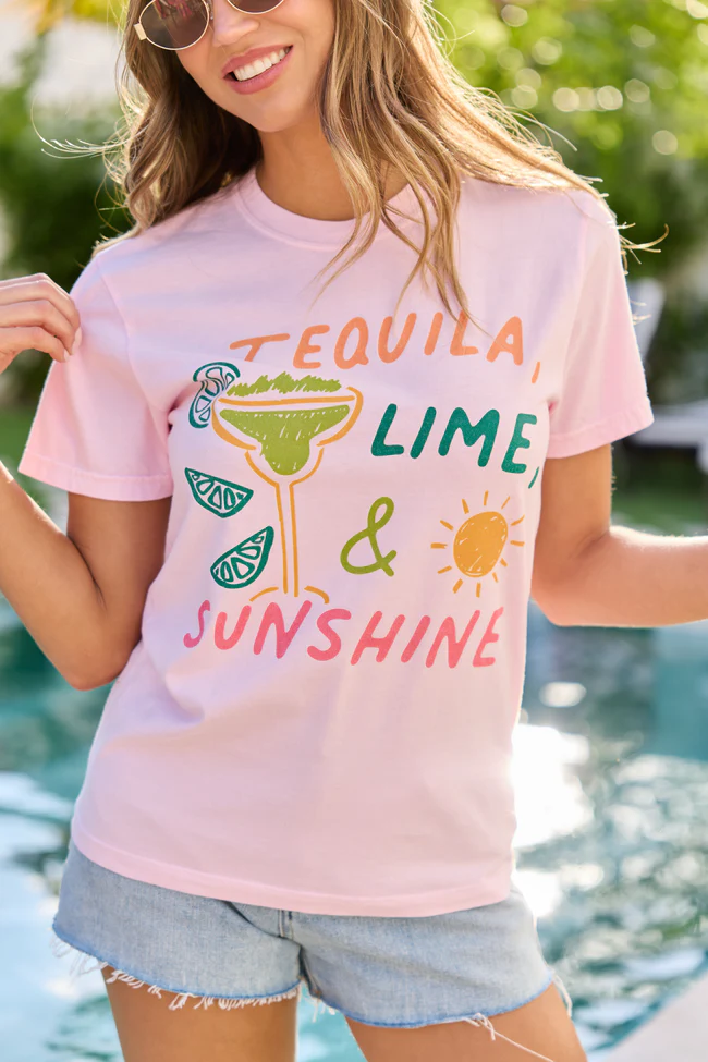 Tequila, Lime, & Sunshine Light Pink Graphic Tee