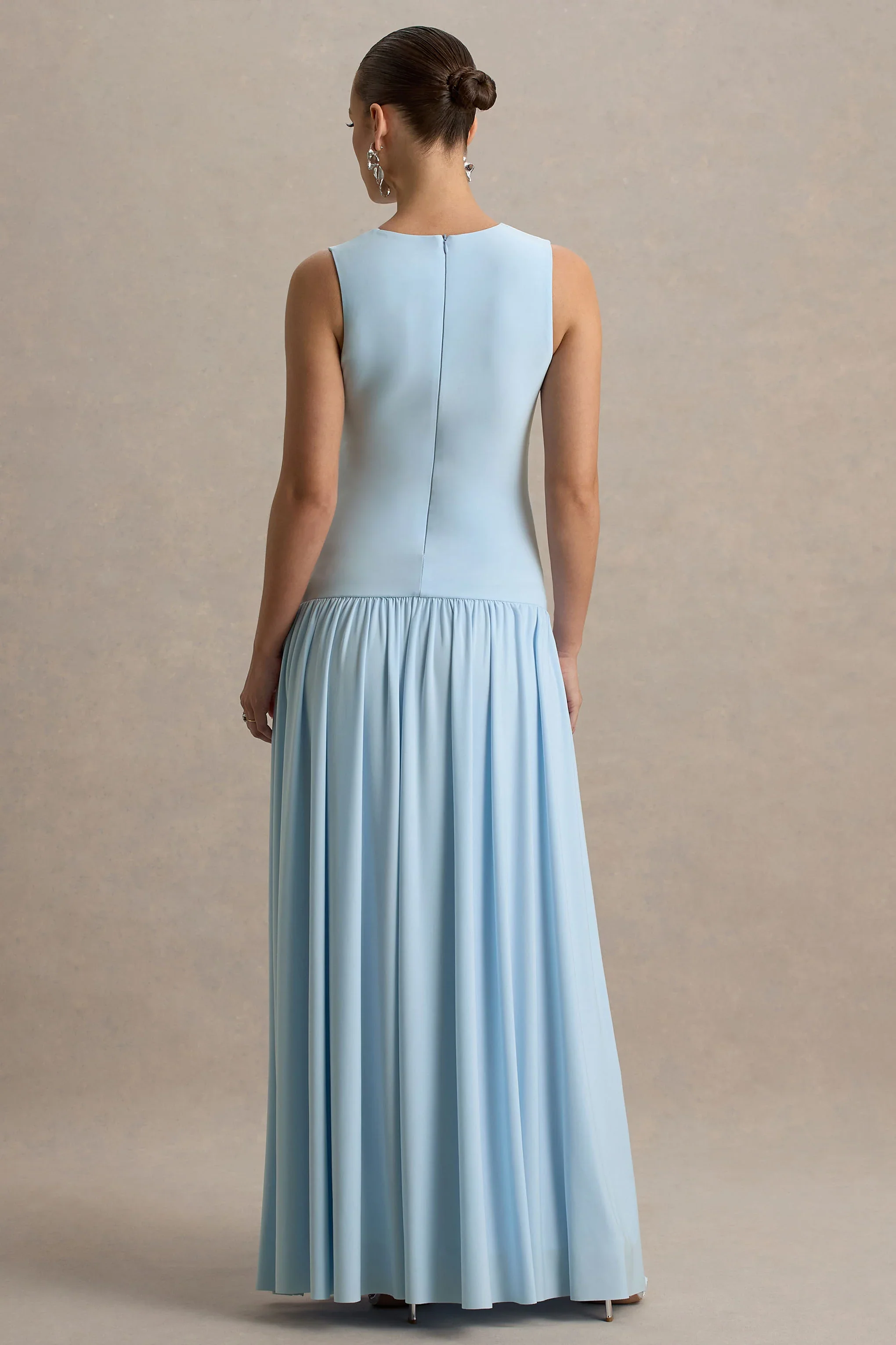 Outline | Powder Blue Maternity Maxi Dress With Draped Skirt