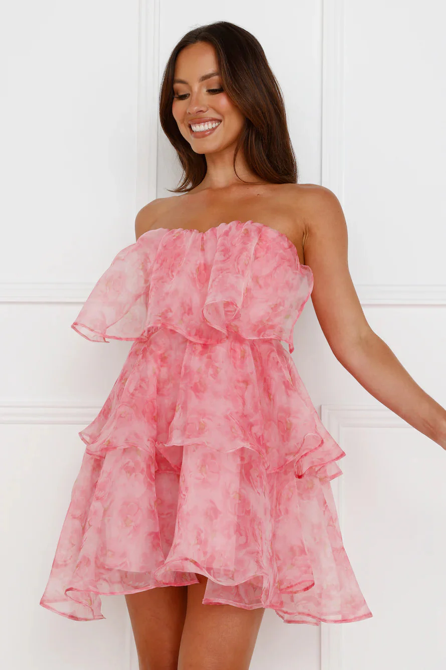 Happiness Every Day Strapless Mini Dress Pink
