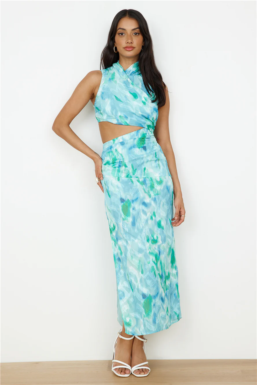Kiss From The Ocean Midi Dress Blue