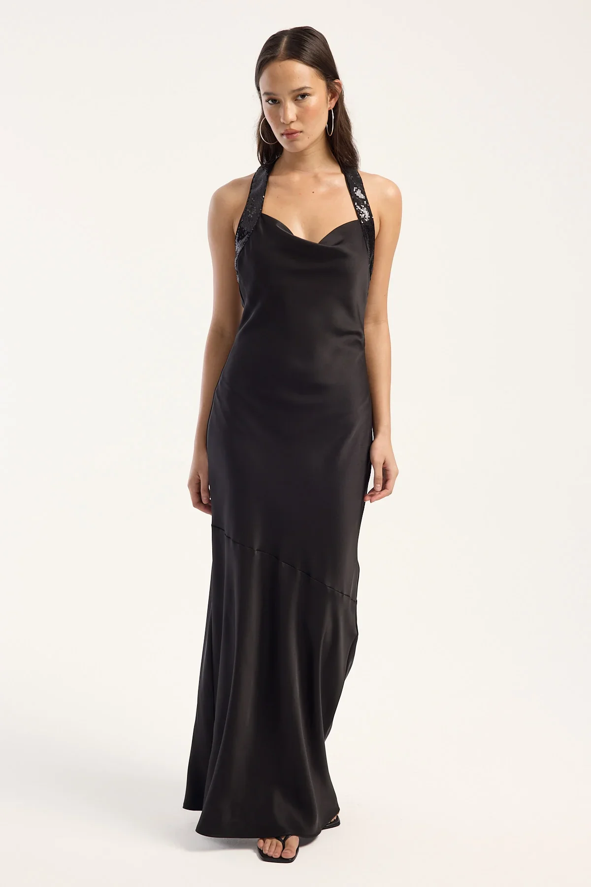Perfect Stranger Lolli Satin Maxi Dress Black
