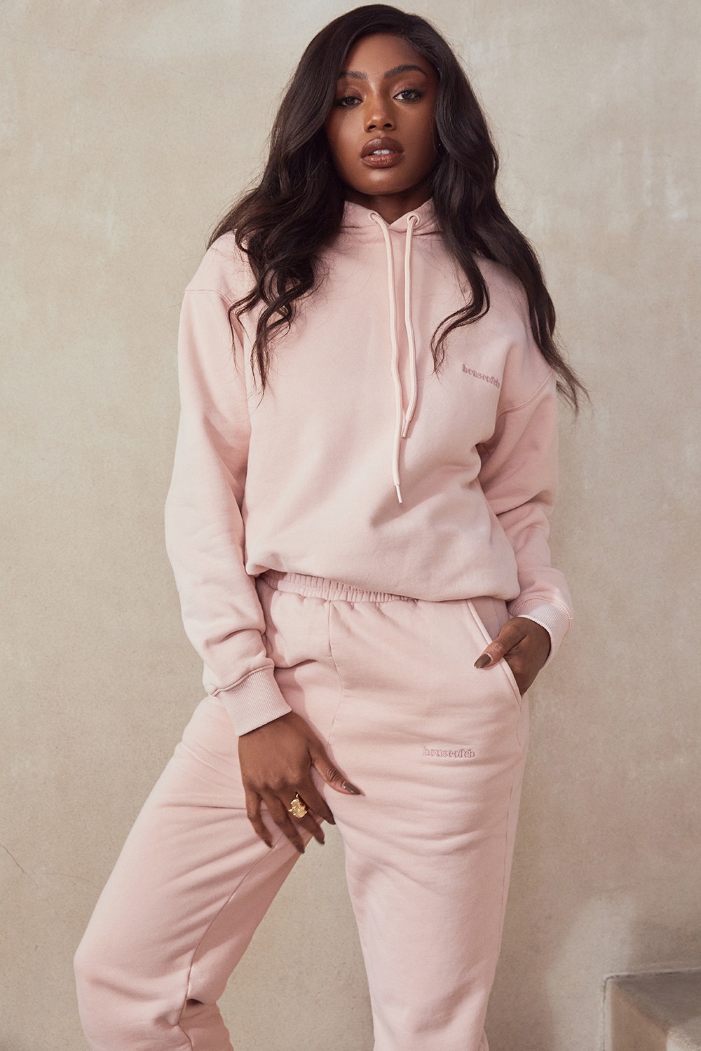 blush cotton fleece-back oversized hoodie