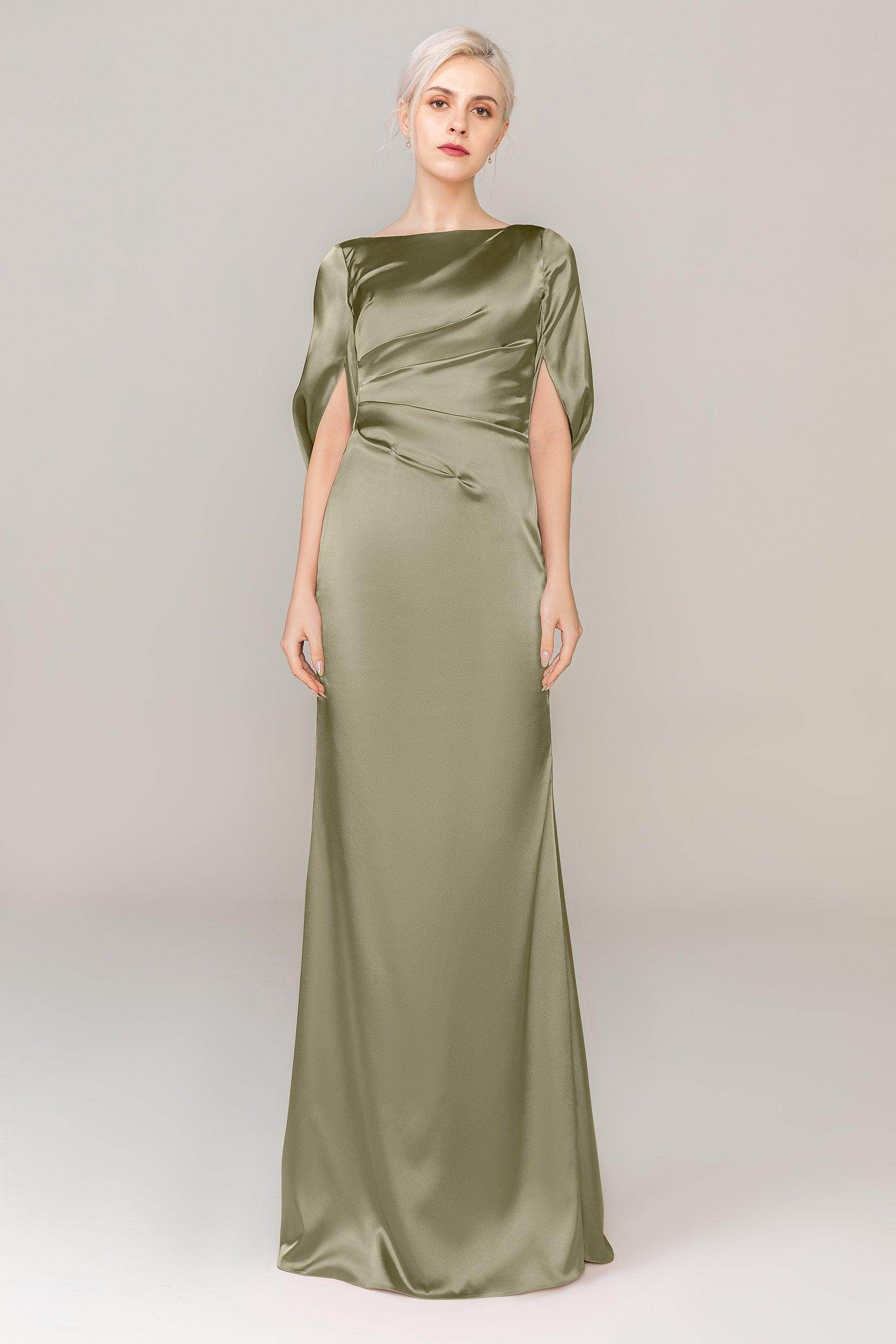 Sheath Sweep Train Luxe Satin Dress CS0314