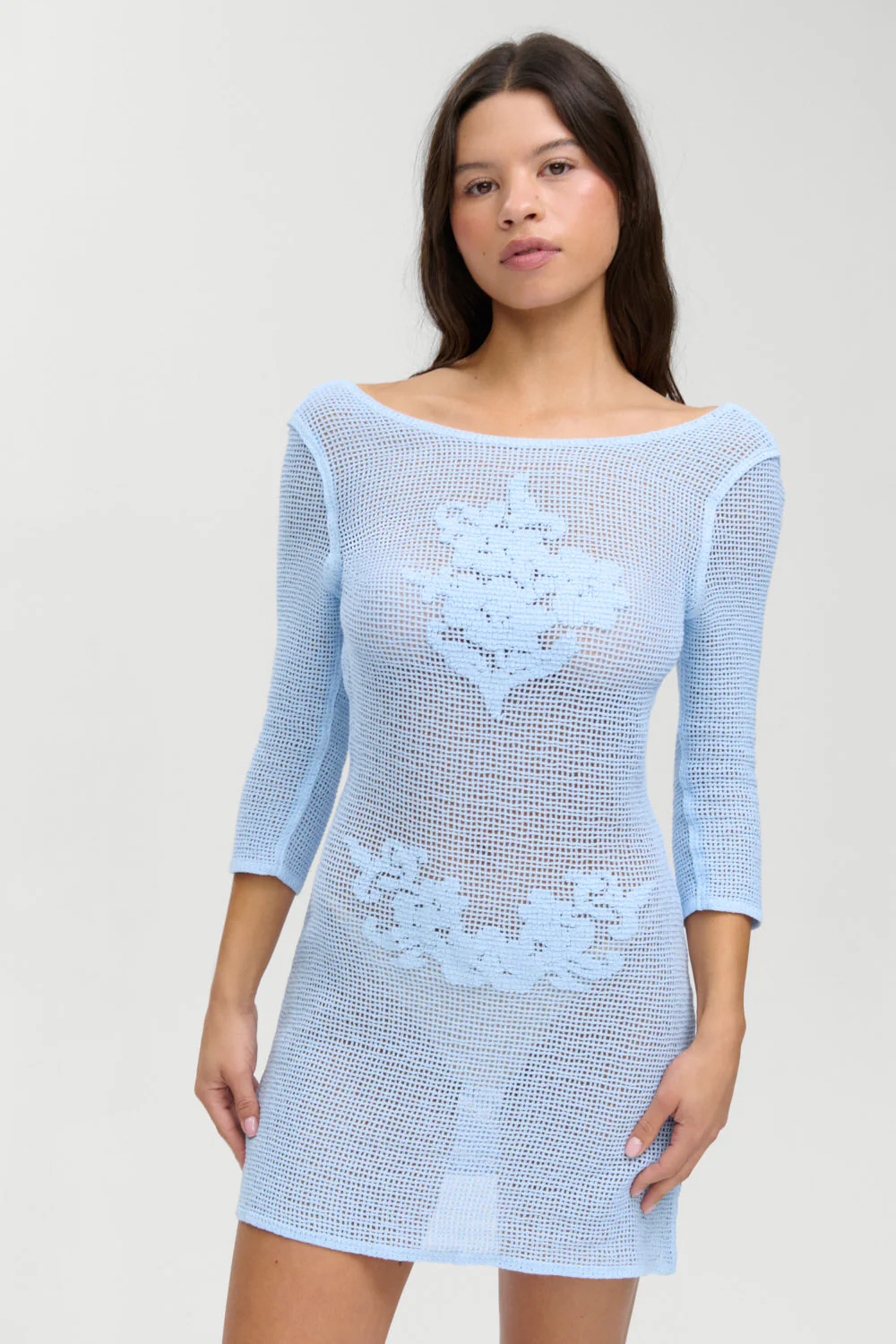 Le Jardin Crochet Mini Dress - Blue Jay