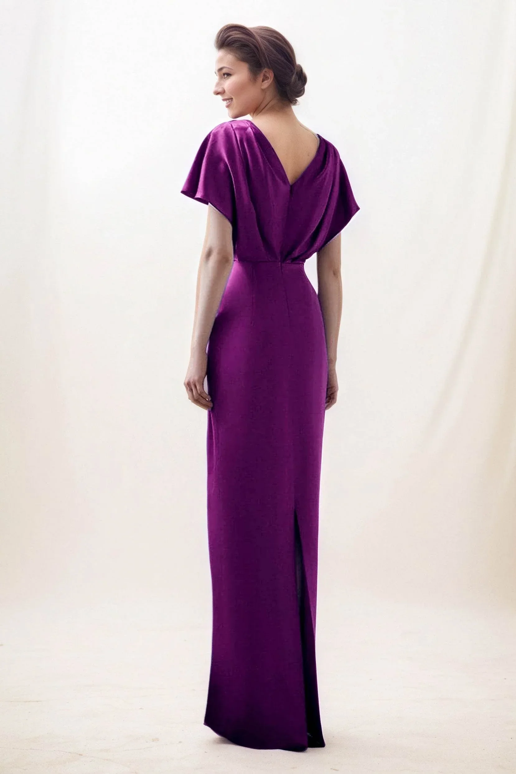 Sheath-Column Maxi Luxe Satin Wedding Guest Dress CG0299
