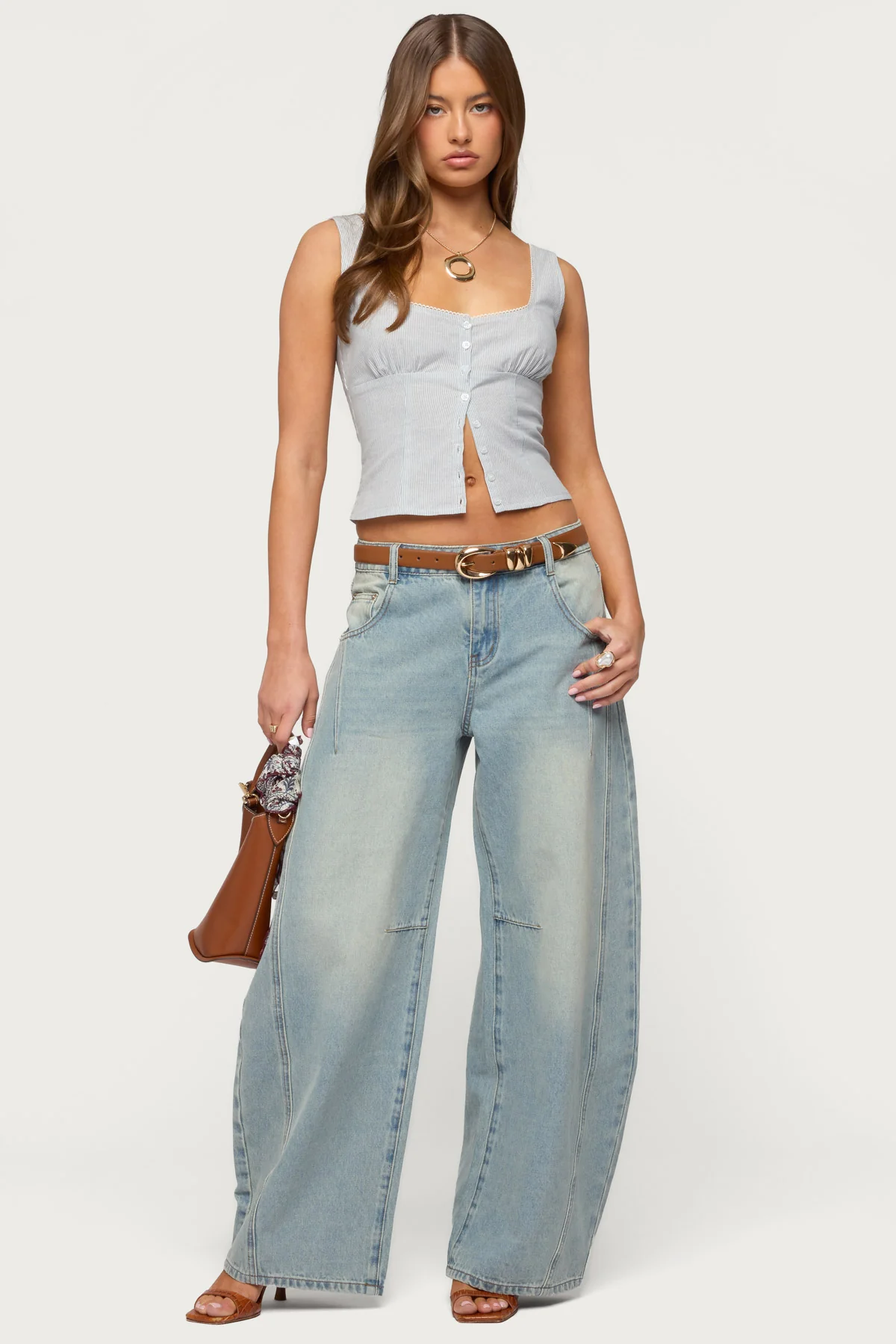 Katiya Pinstripe Button Up Top