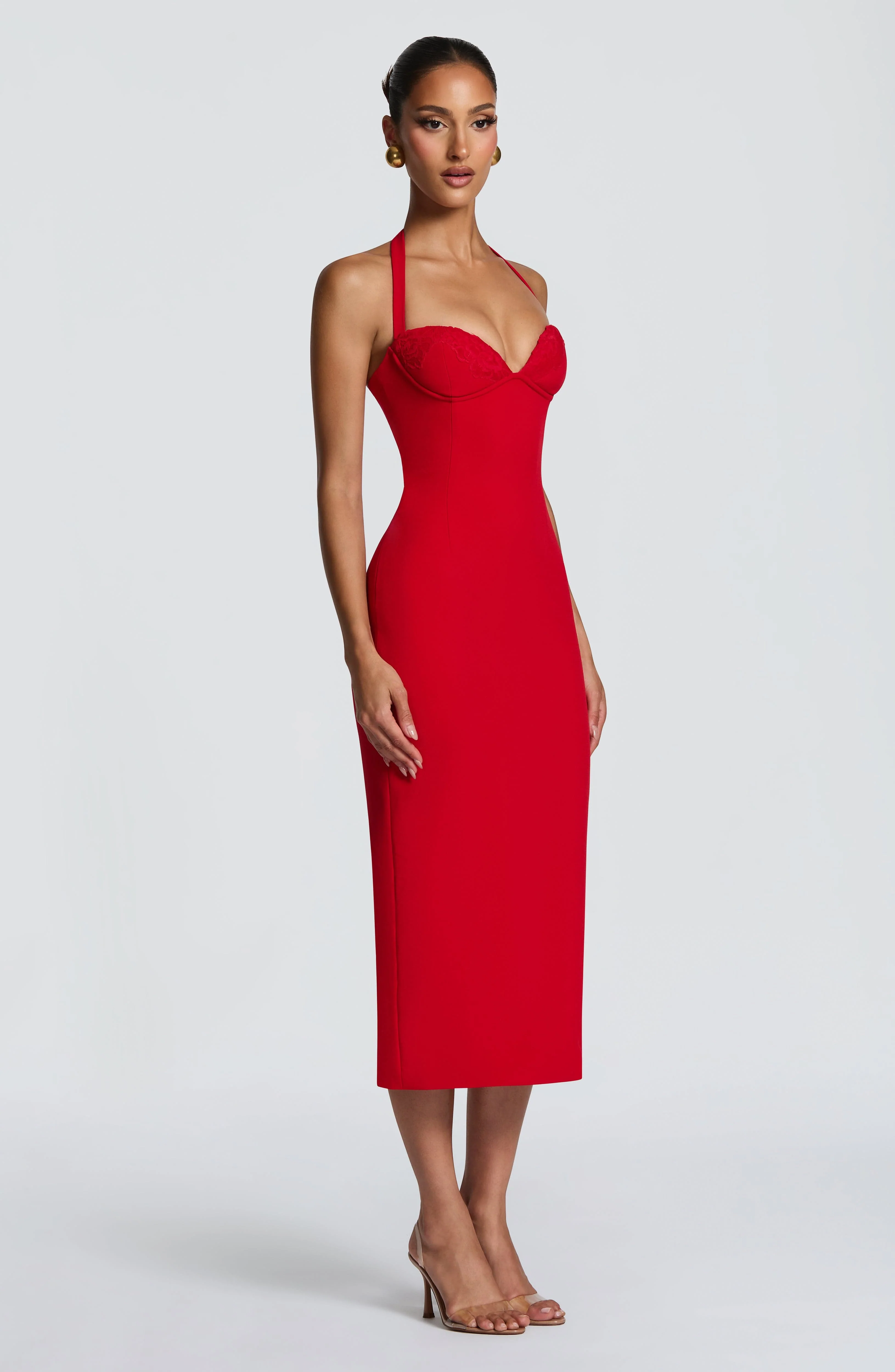 Cassia Midi Dress - Red
