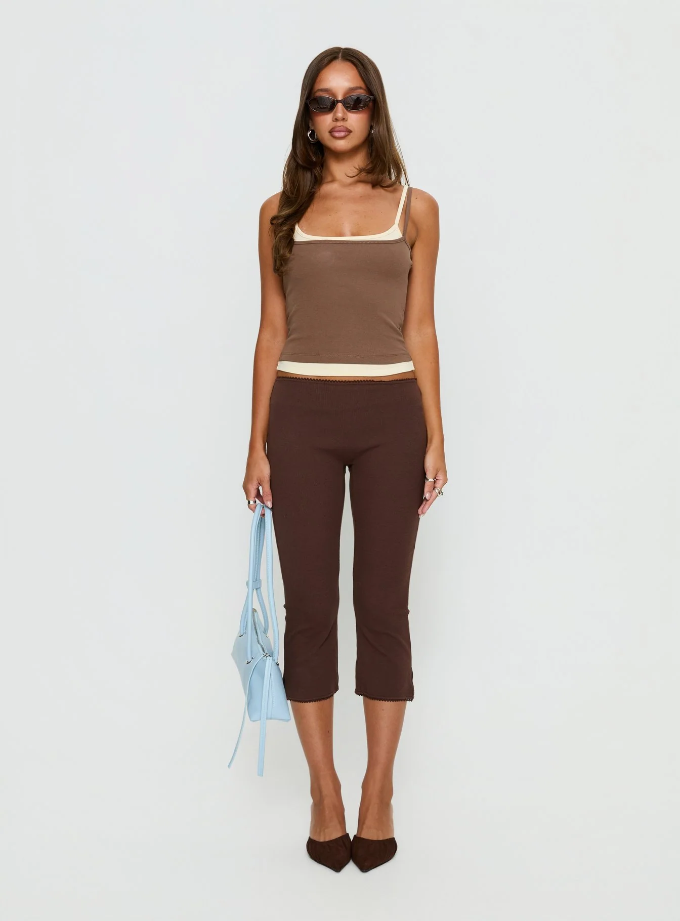 Maeka Layered Jersey Tank Top Brown / Cream