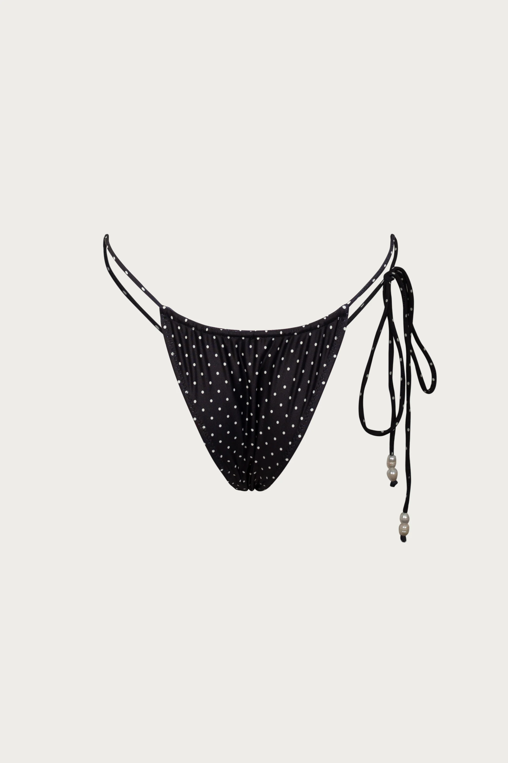 Beaded String Bottom (Black Cream Polka Dot) - luluinthesky