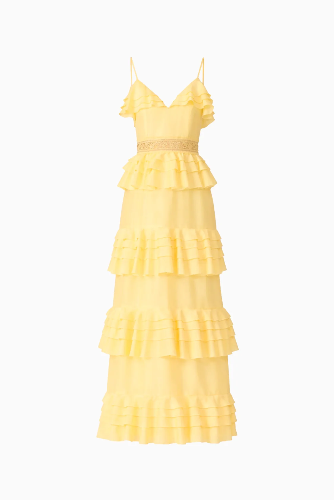 Lucinda Tiered Gown in Lemon Yellow