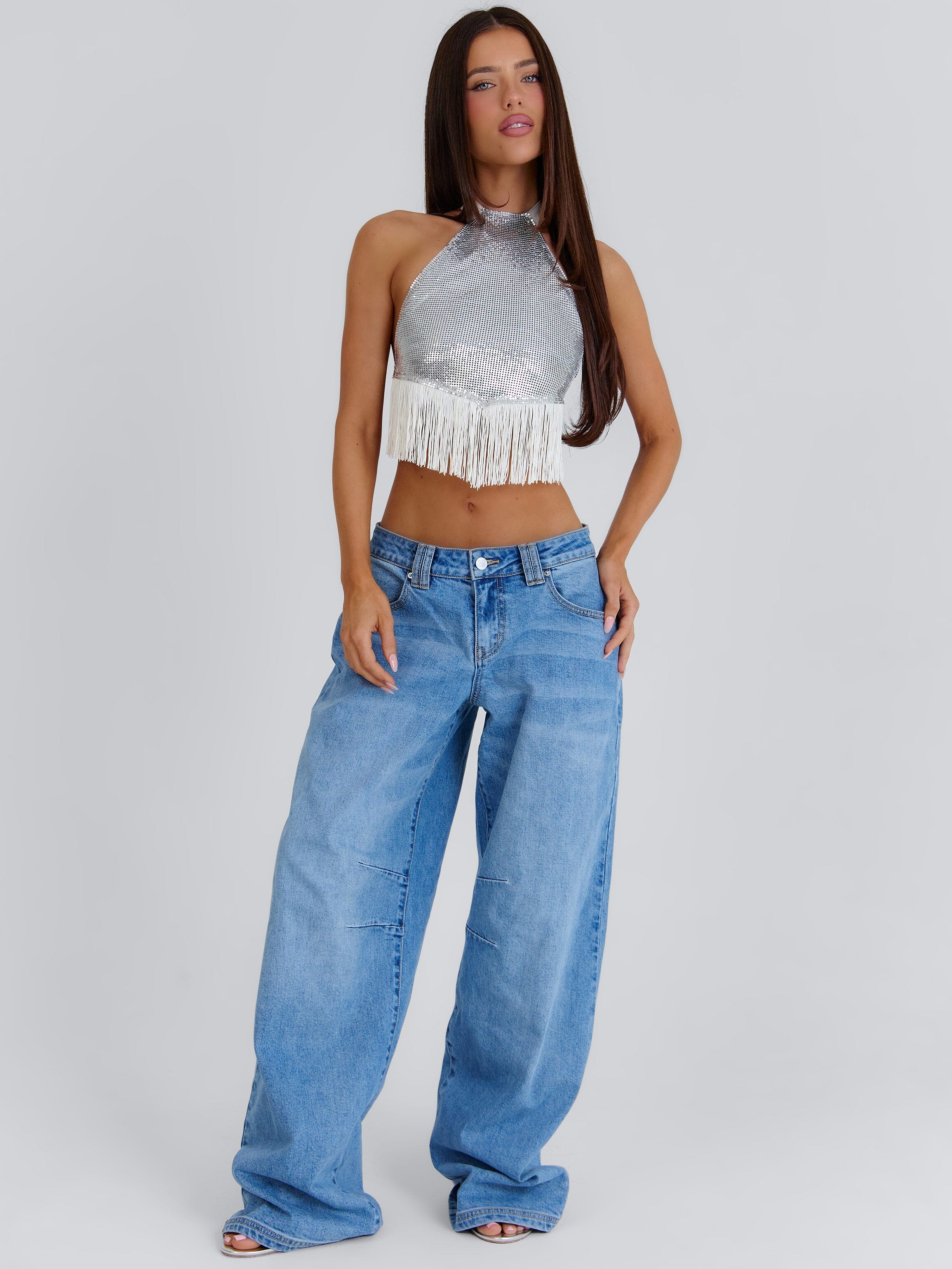 KATRINA CROP TOP SILVER