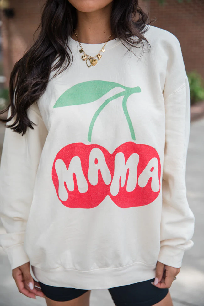 Mama Cherry Cream Graphic Sweatshirt