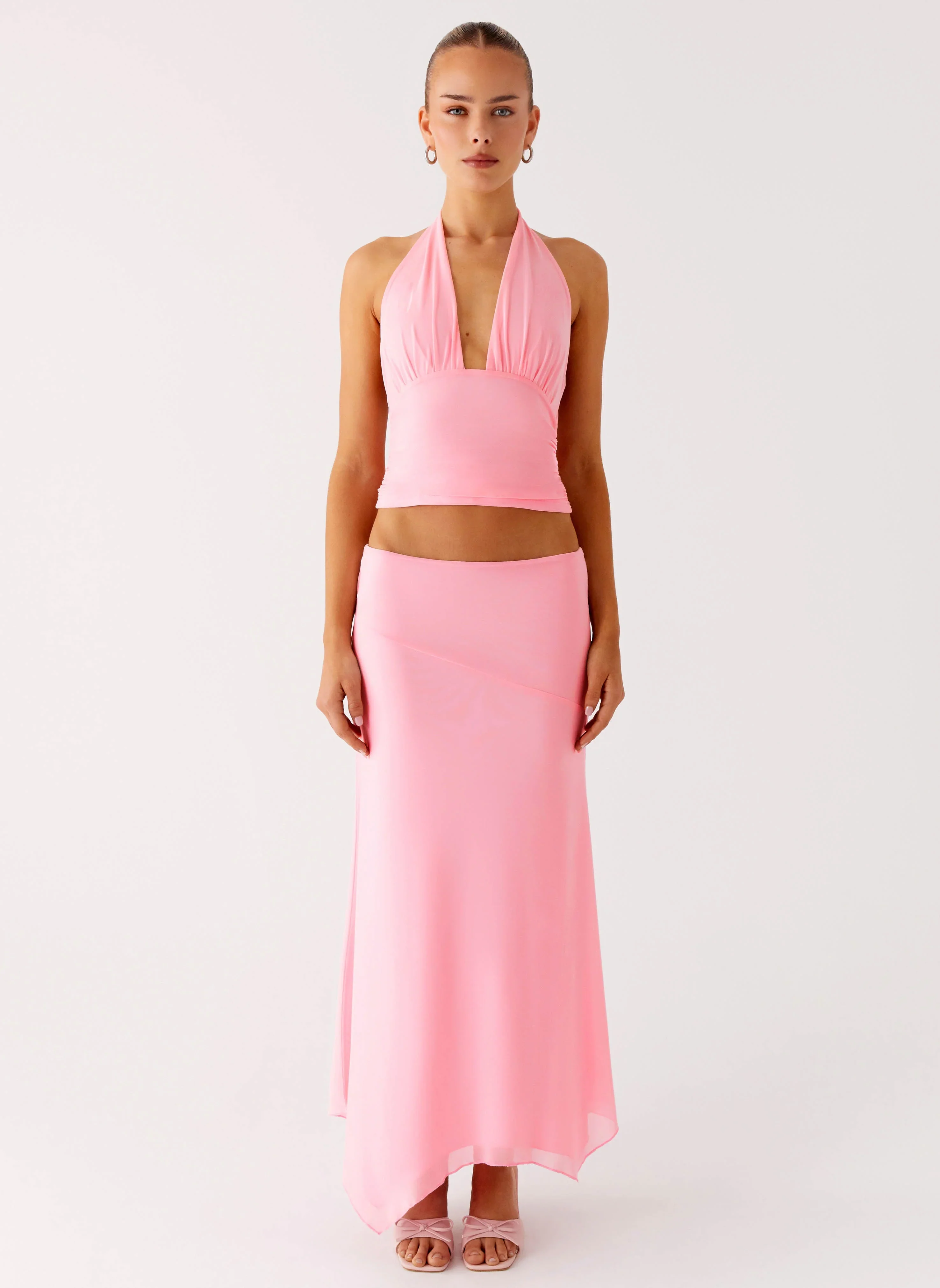 Kerrie Hanky Midi Skirt - Baby Pink