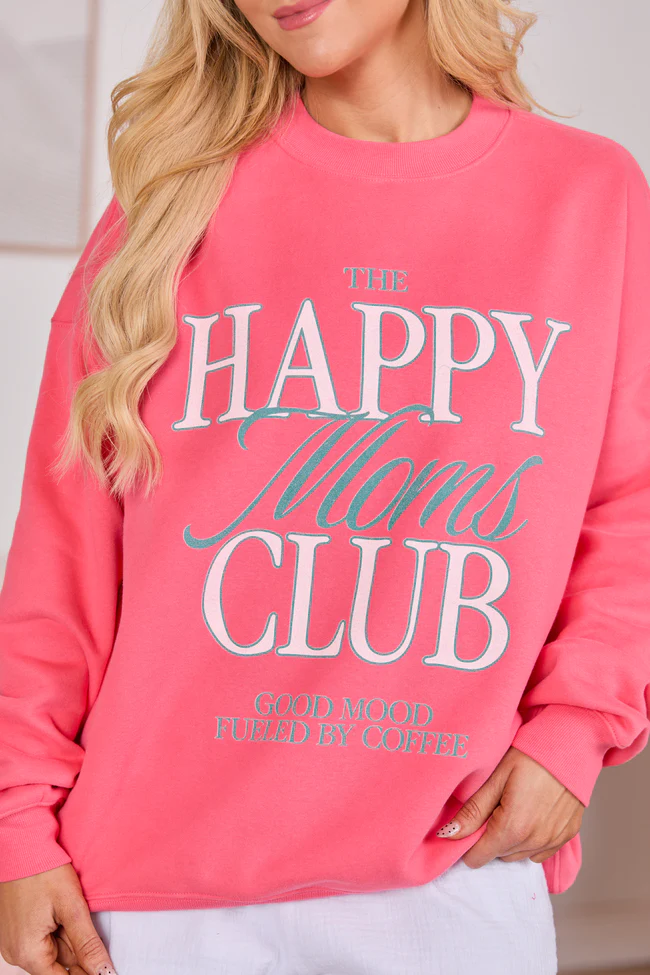 Happy Moms Club Light Red Graphic Sweatshirt