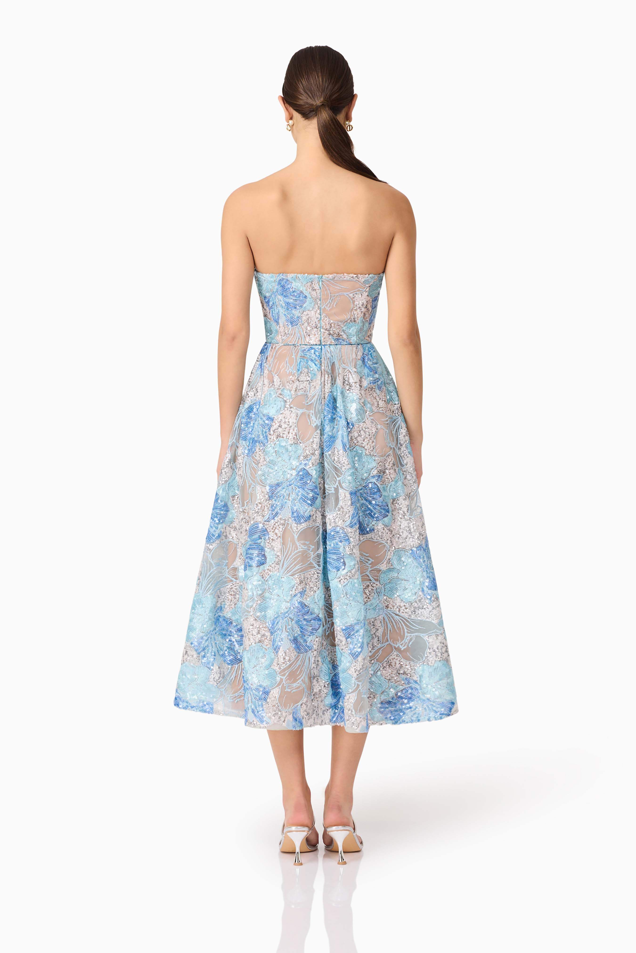 Leonie Cocktail Midi Dress in Blue
