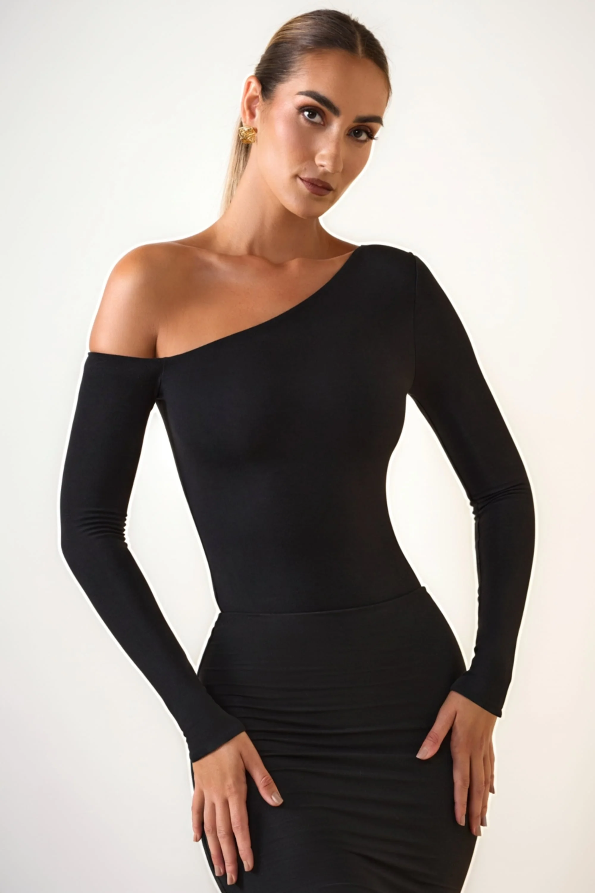 Modal Off-Shoulder Bodysuit in Black