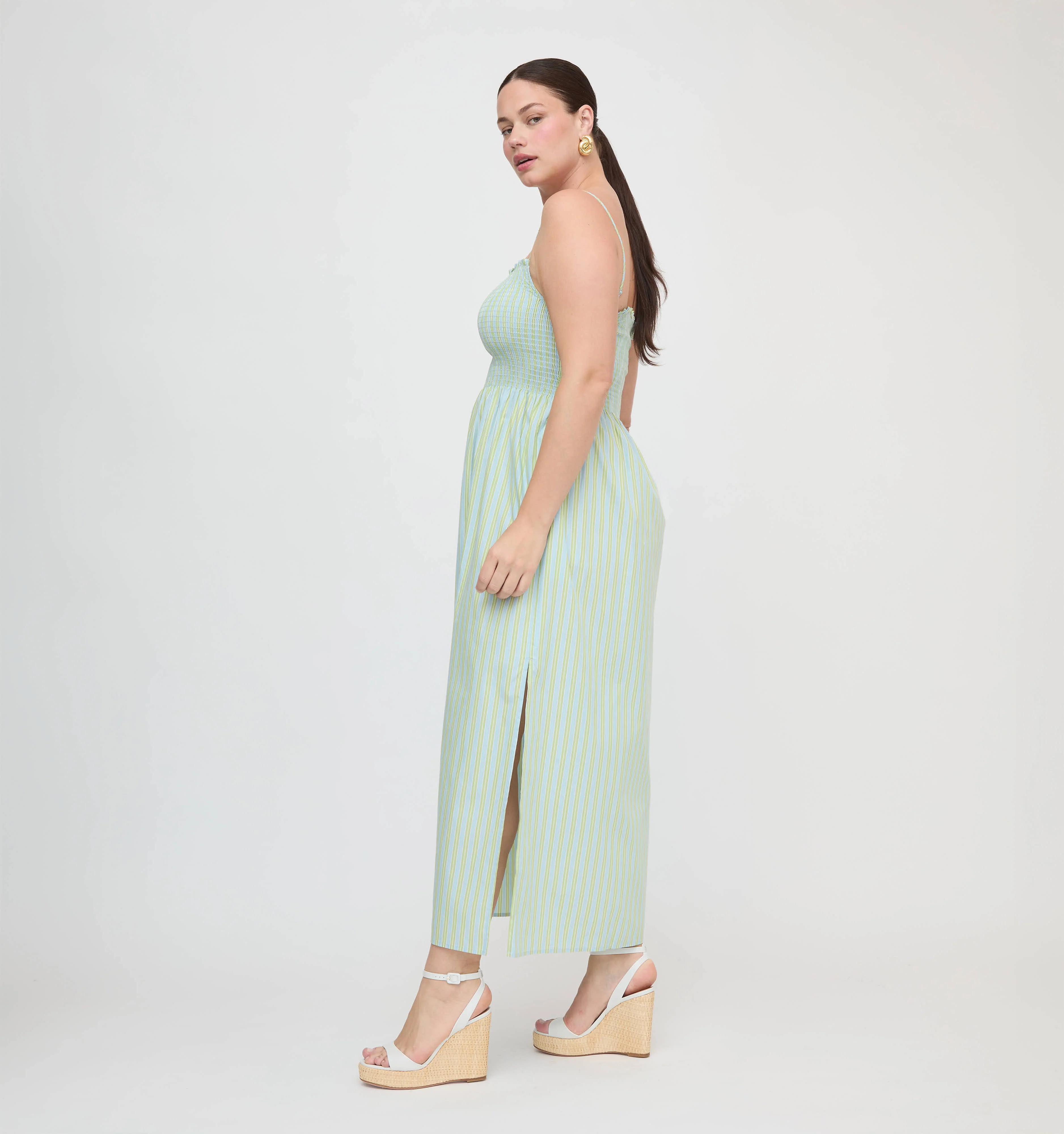 The Isabel Nap Dress - Blue/Green Stripe
