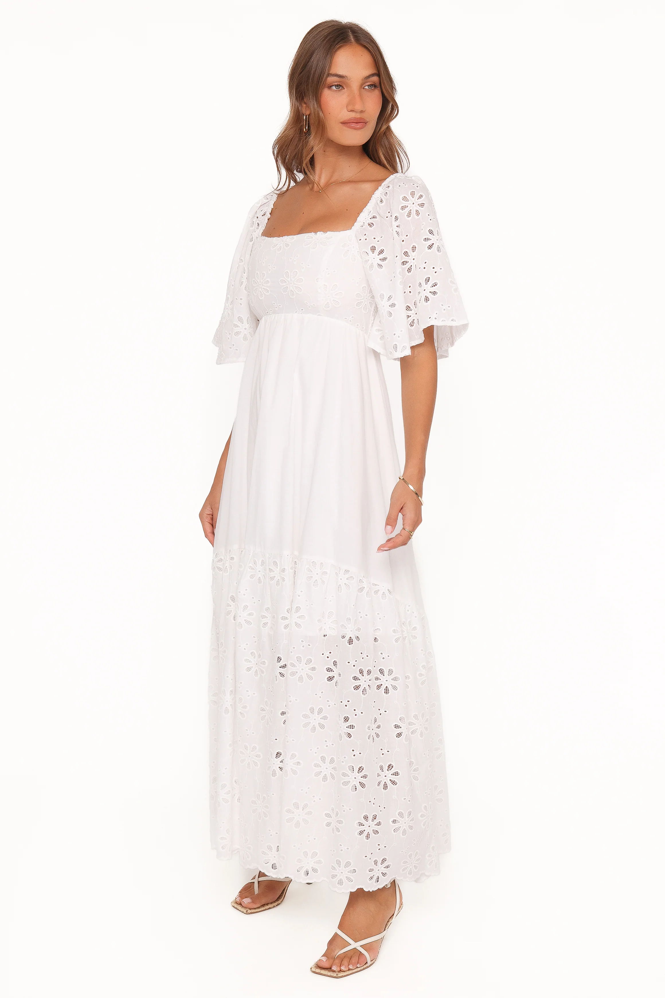 Xana Maxi Dress - White Broderie