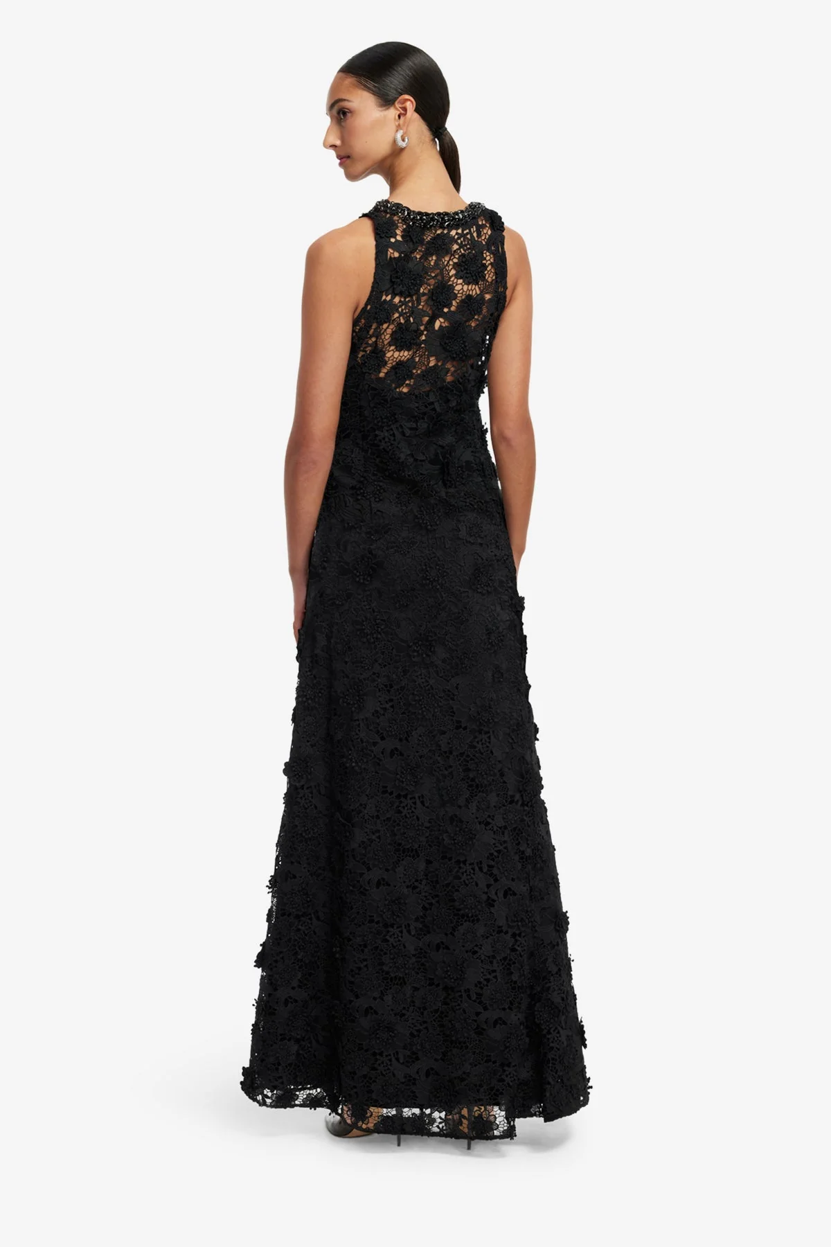 Helena Lace Embellished Maxi Dress - Ebony