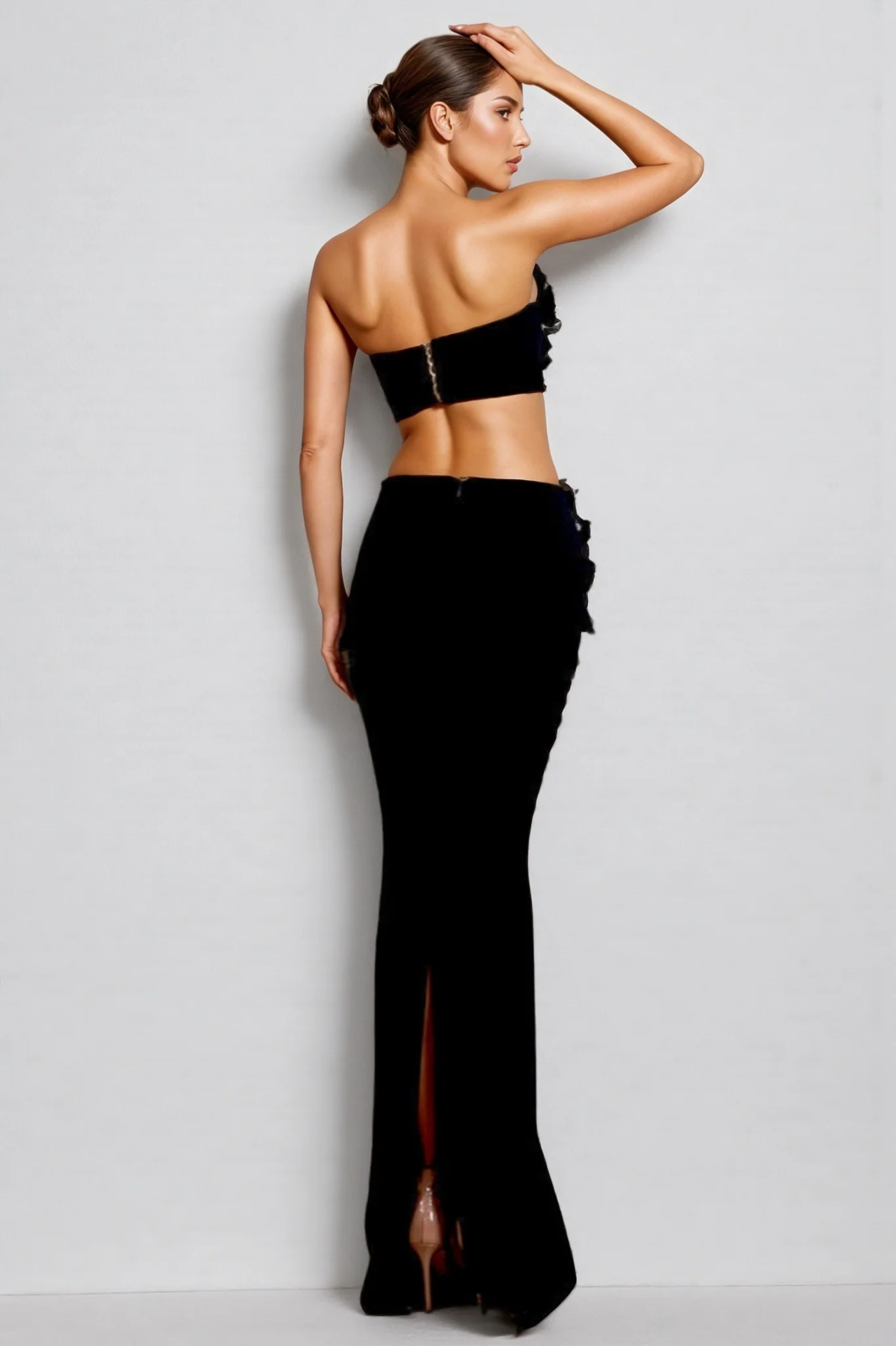 Elnia Diamanté Bustier Blouse Half Maxi Dress Set