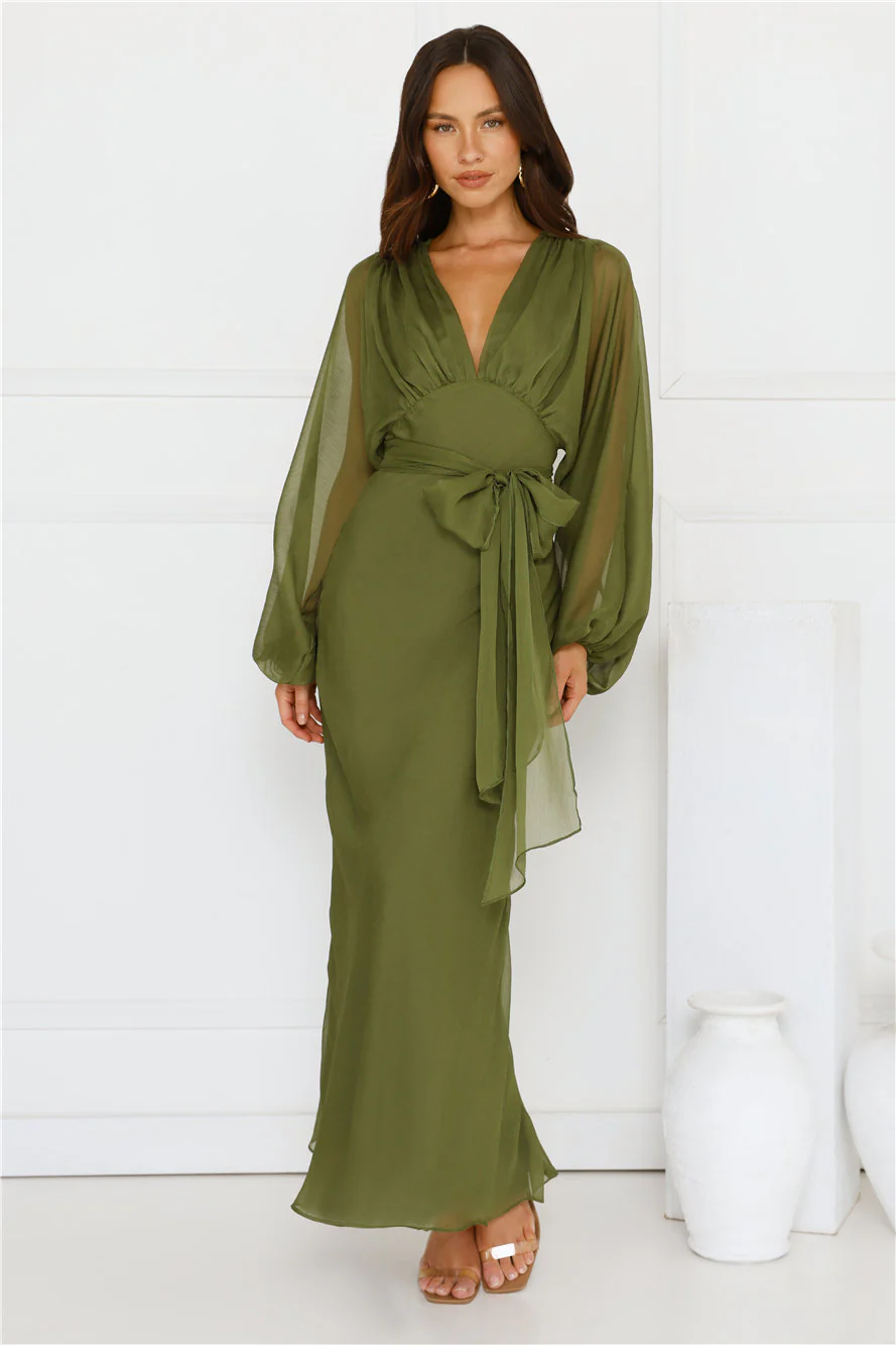 Once A Stylist Maxi Dress Khaki