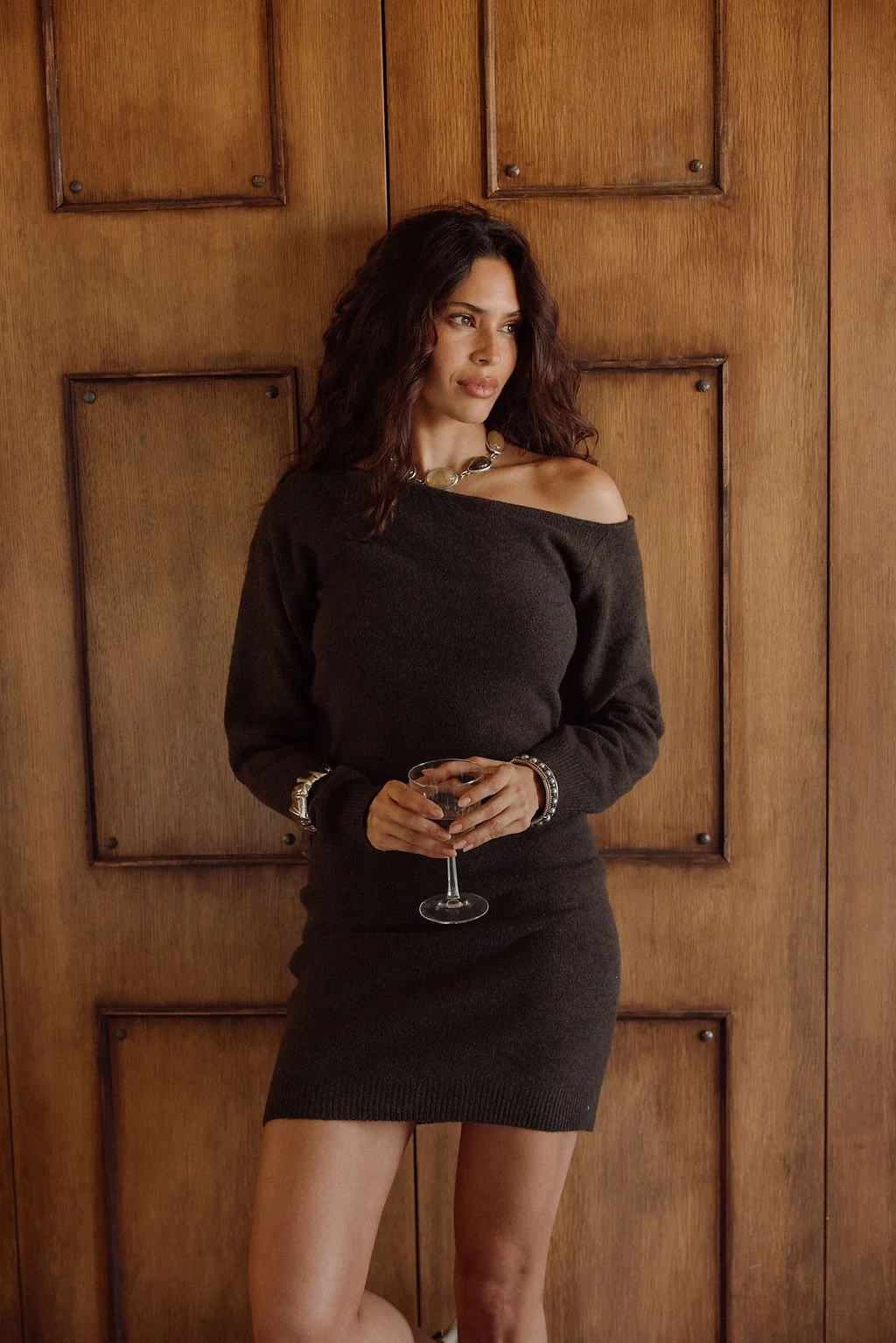 Margaret Mocha Sweater Mini Dress