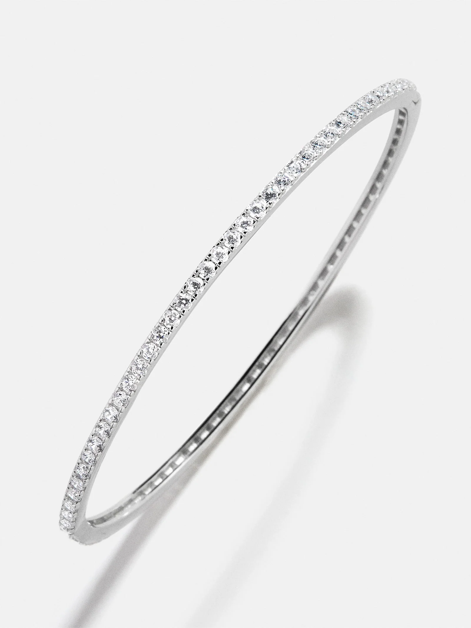 Tracy Sterling Silver Hinge Bangle - Silver/Pavé