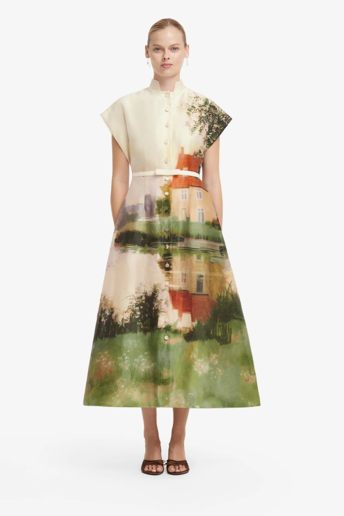 Aubrey Shirt Midi Dress - Serene Print