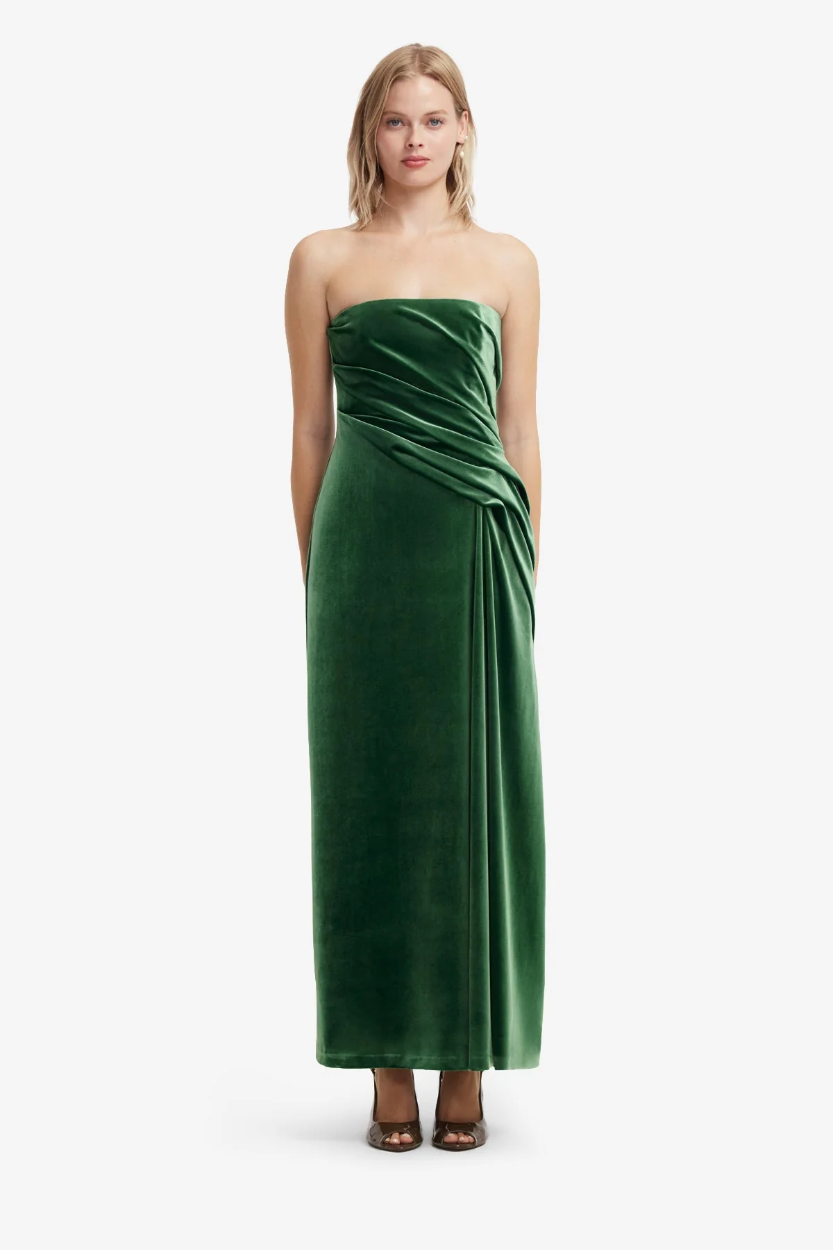 Florence Velvet Ruffled Maxi Dress - Forest