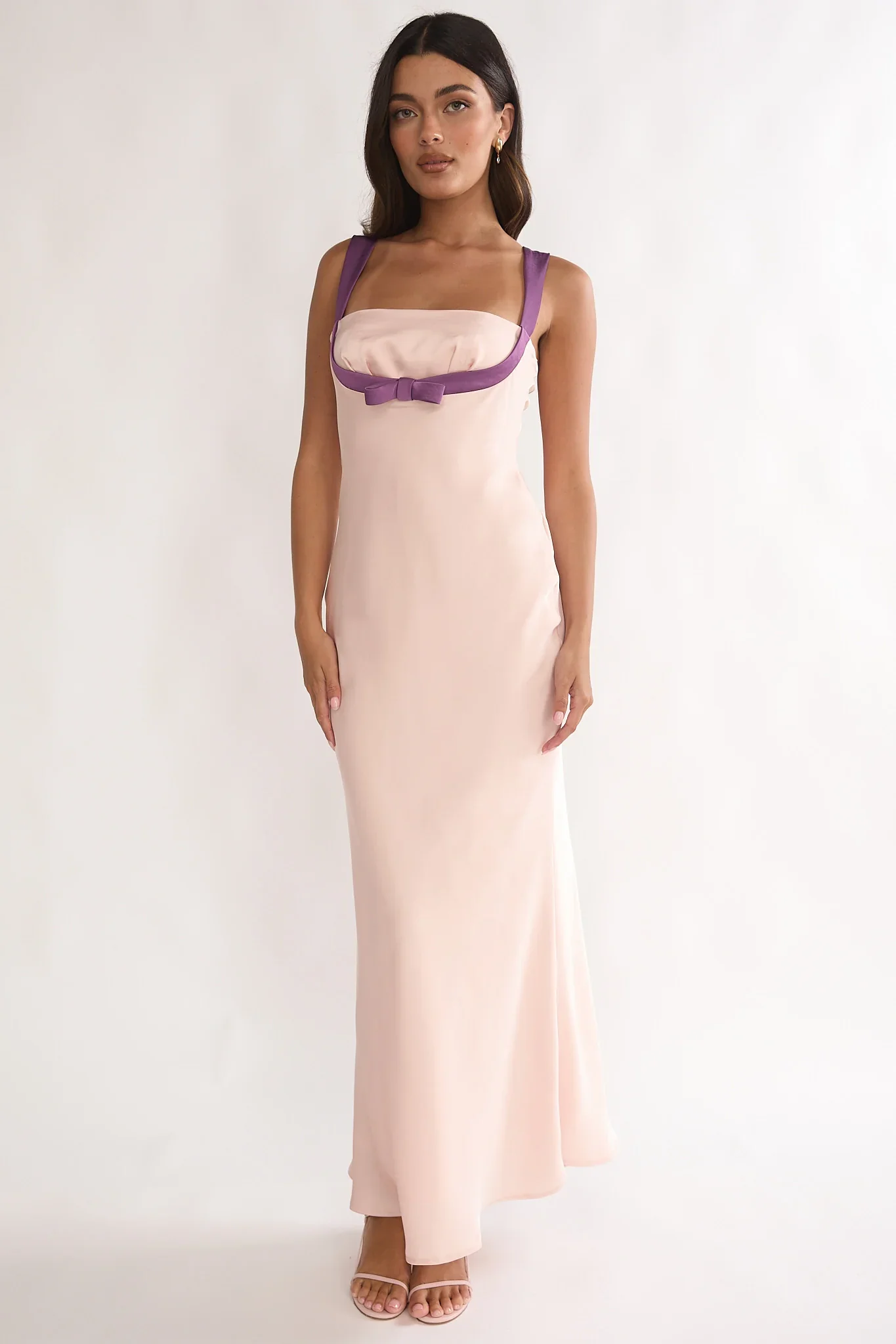 Elowra Bow Bust Maxi Dress Pink