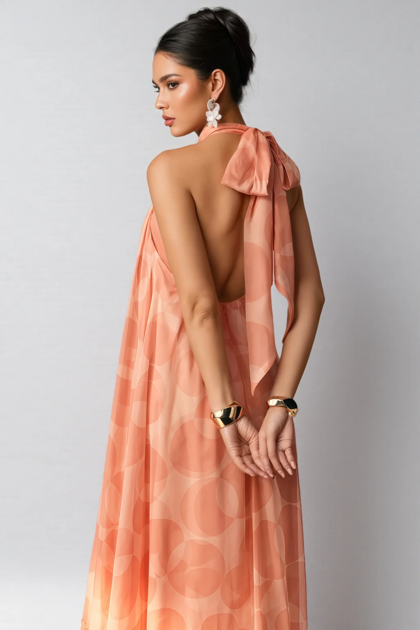 Anna Printed Halter Neck Maxi Dress