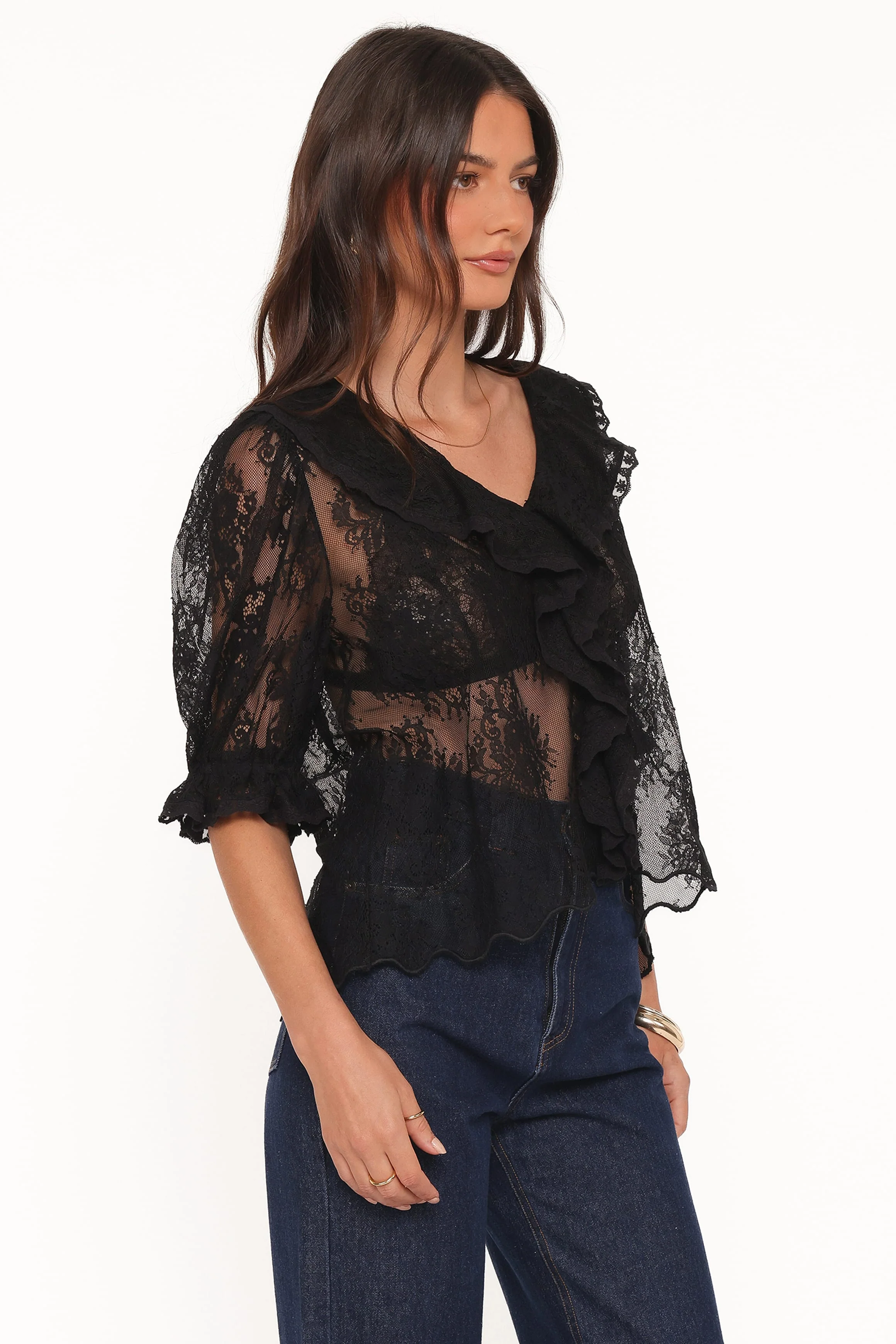 Adhanna Lace Top - Black