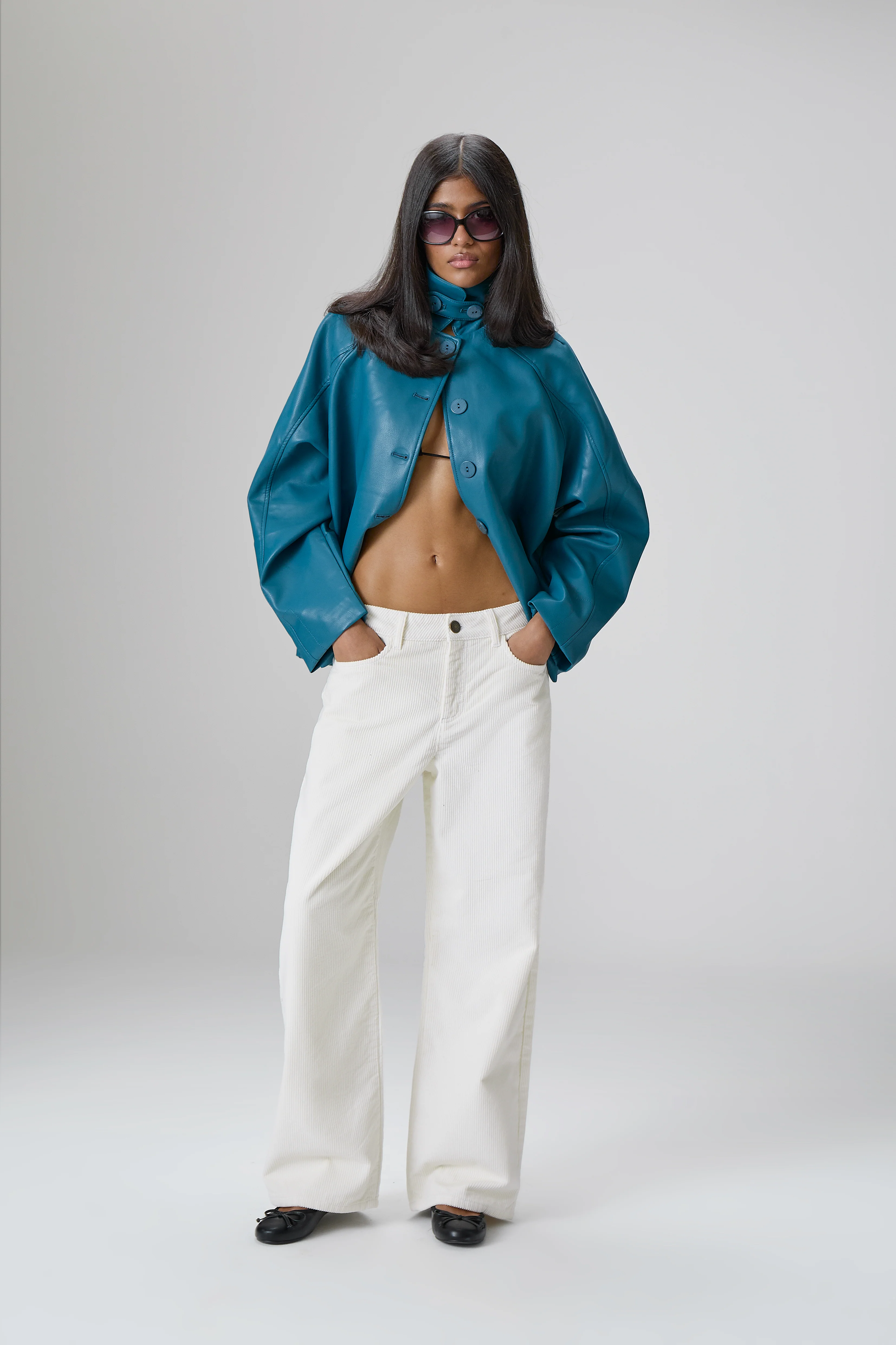 Bethel Off-White Cord Wide Leg Trouser