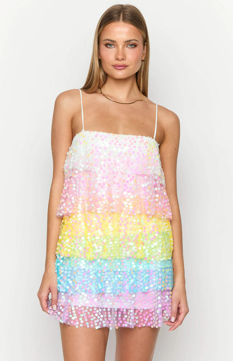 Darcy Rainbow Sparkle Mini Dress - luluinthesky