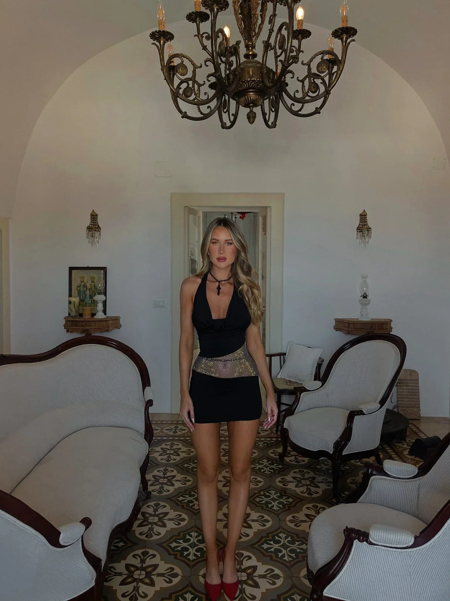 Crimson Mini Dress Black