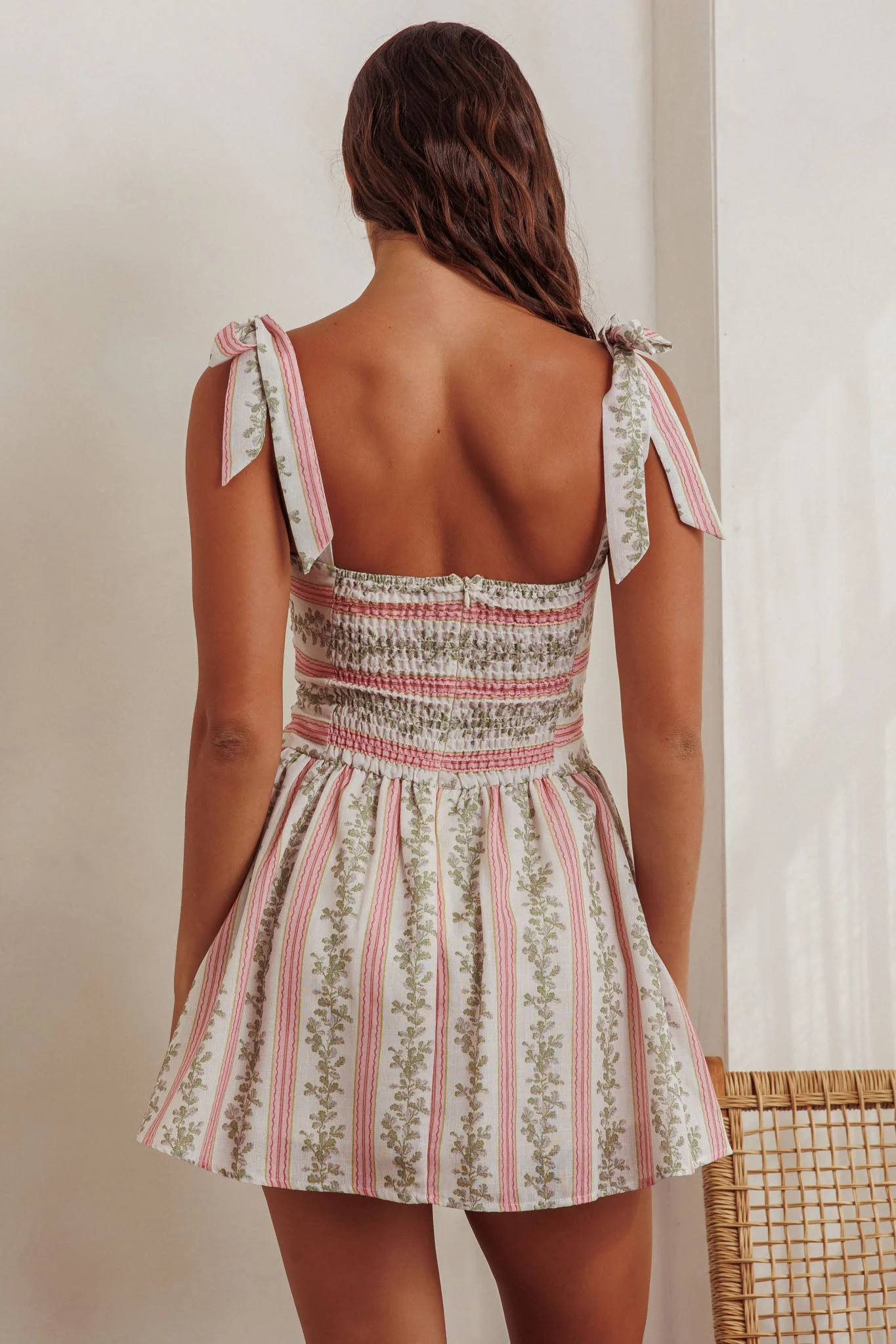 Bestie Tied Shoulder Mini Dress Floral Green - luluinthesky