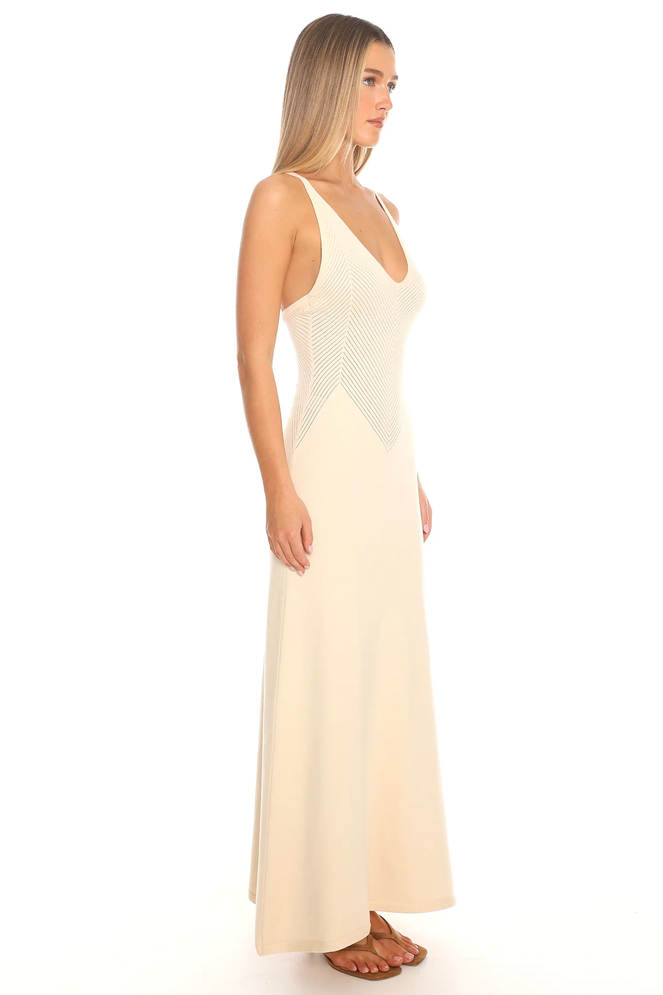 Stolen Kisses Golden Hour Knit Maxi Dress Sand - FASHION NOB