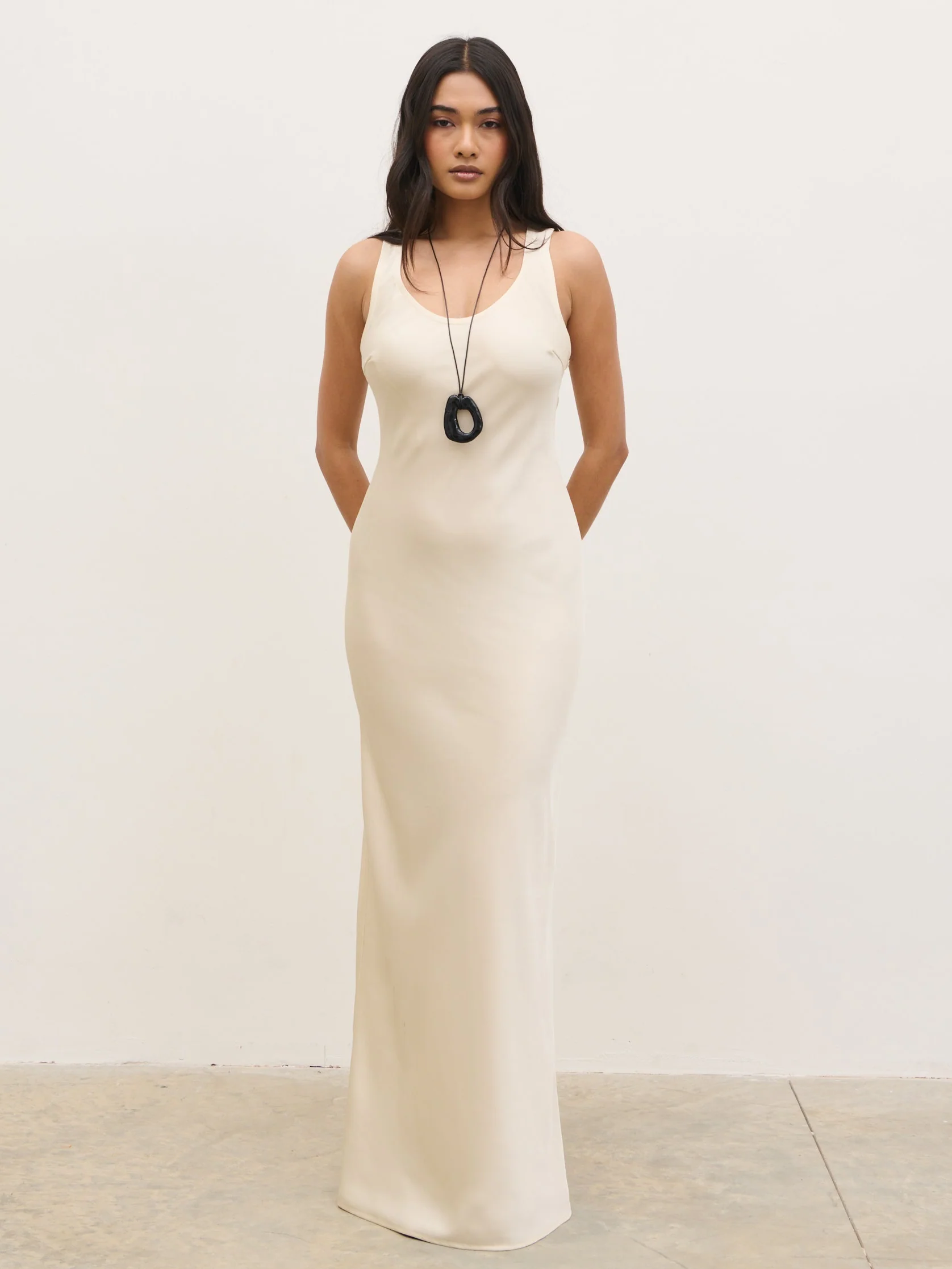 Breya Sleeveless Slip Maxi Dress - Oyster