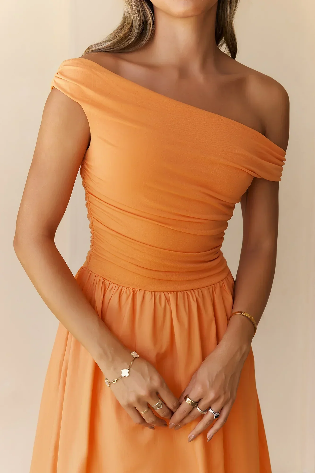 Camellia Charm Off Shoulder Maxi Dress