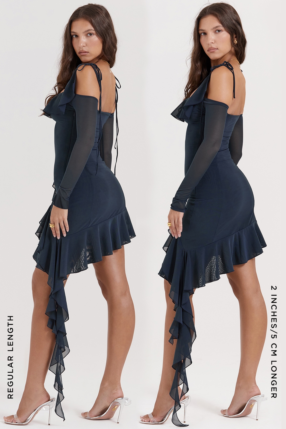 French Navy Ruffle Mini Dress