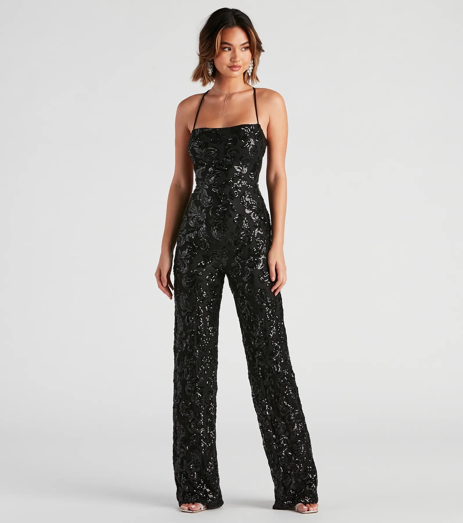 Radiate In Sequins Lace-Up Jumpsuit