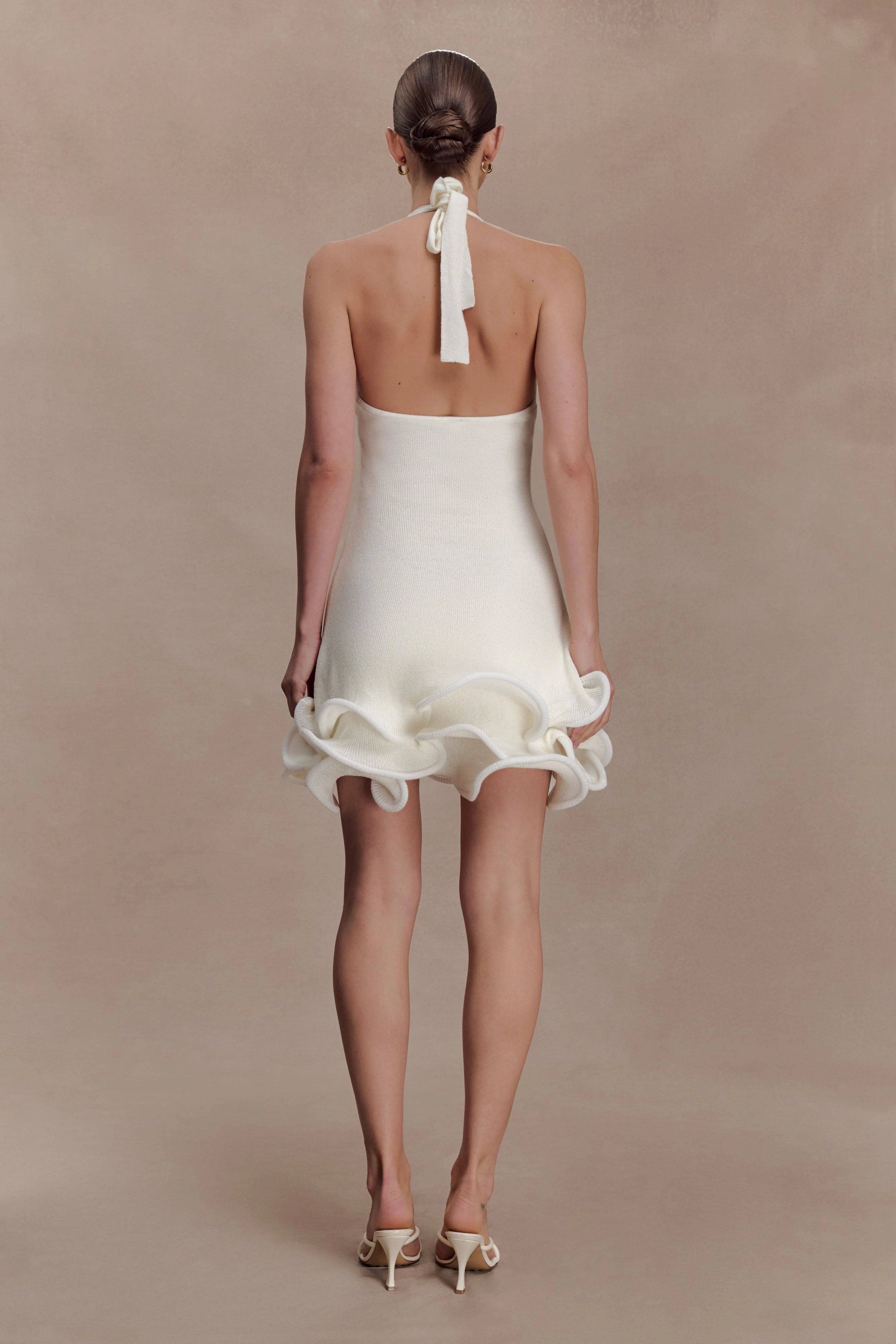 Willowmena Halter Neckline Mini Dress With Tubed Hem - White