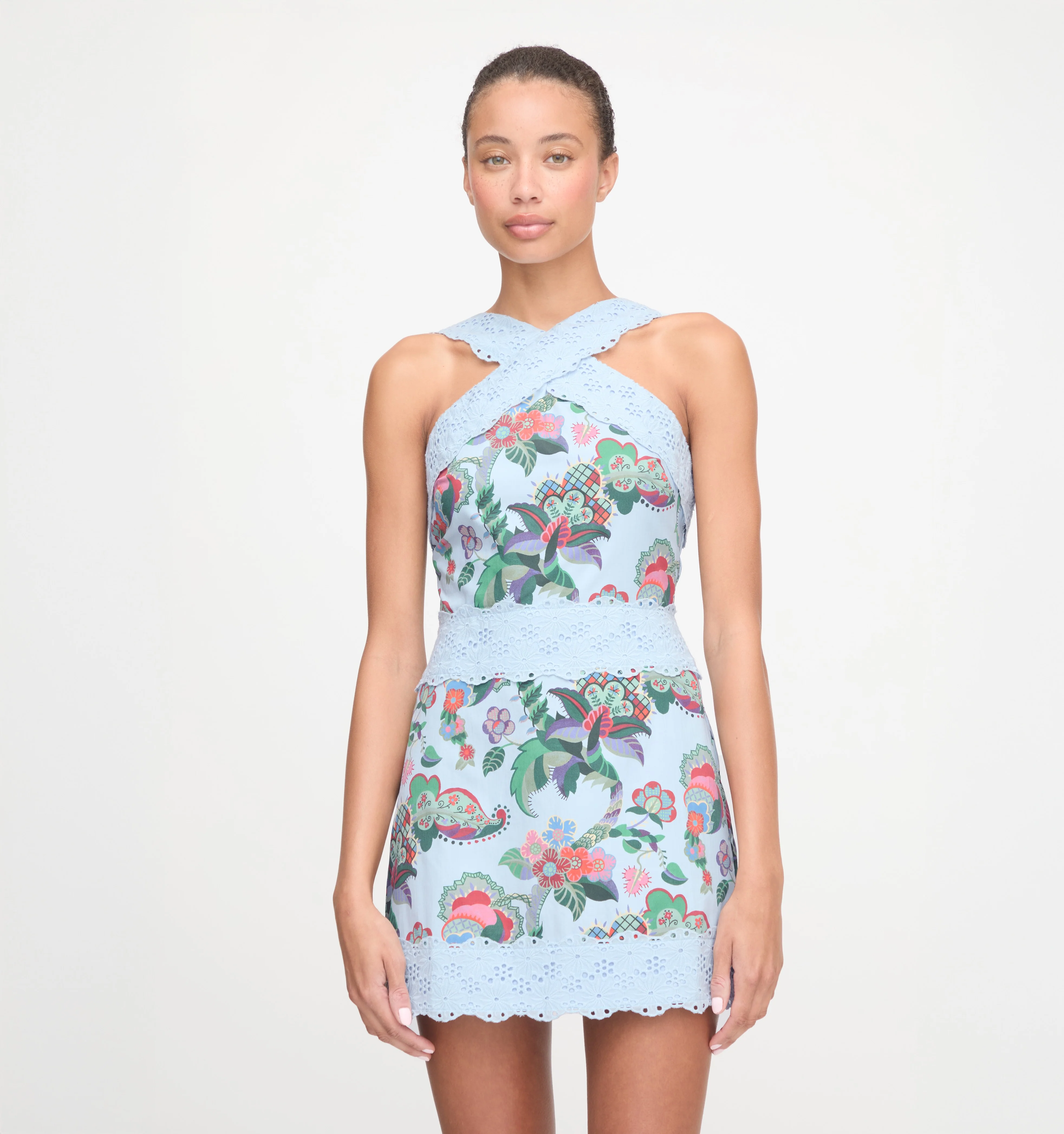 The Meagan Dress - Light Blue Jungle Floral