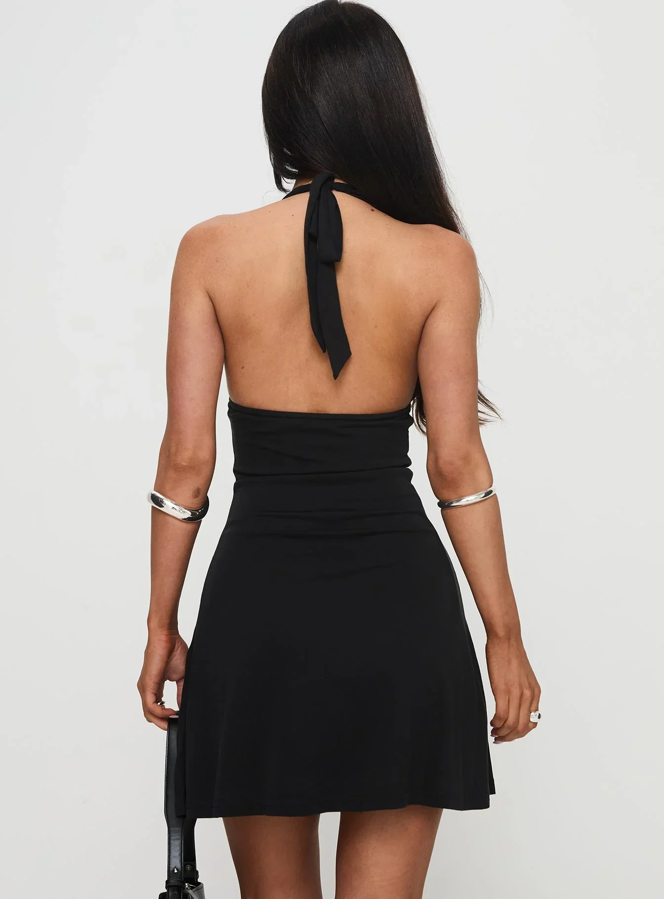 Tinisie Halter Mini Dress Black Tall - luluinthesky
