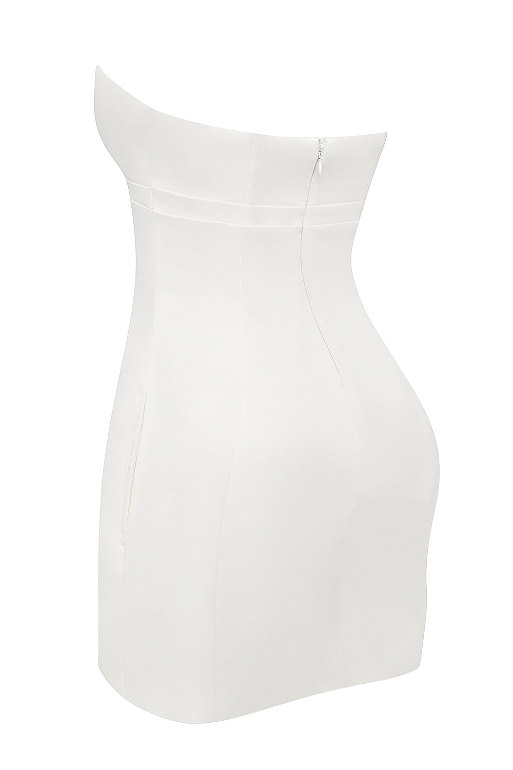 White Strapless Twill Mini Dress