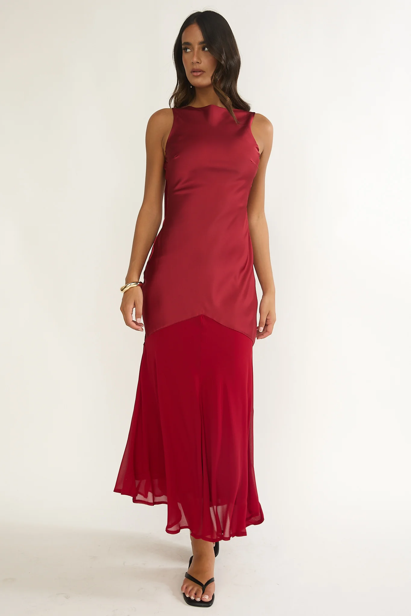 Veyla Shoulder Sash Maxi Dress Wine